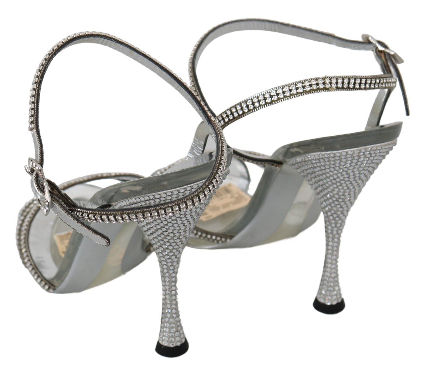 Dolce & Gabbana Silber Kristall Knöchelriemen Sandalen Schuhe