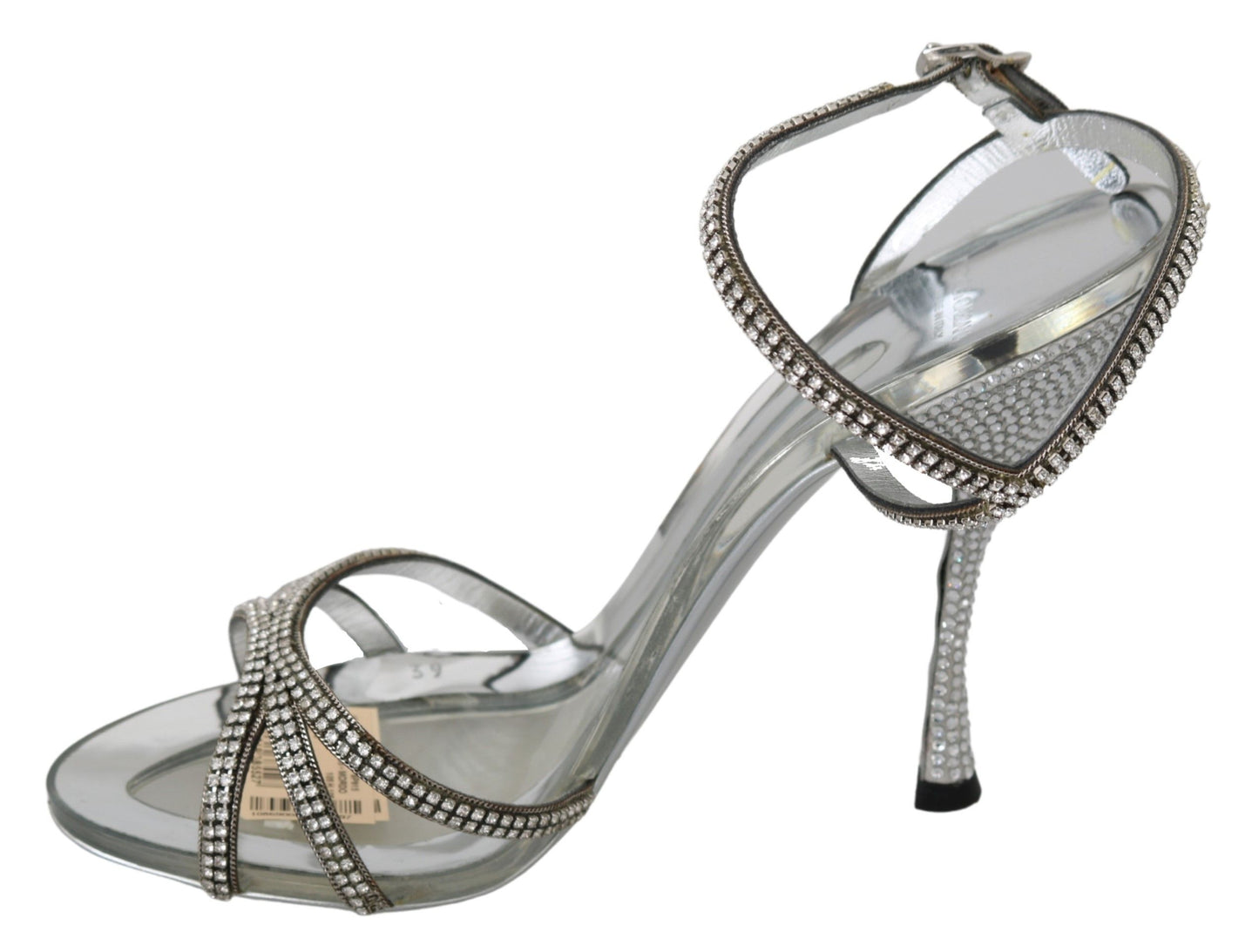 Dolce & Gabbana Silber Kristall Knöchelriemen Sandalen Schuhe