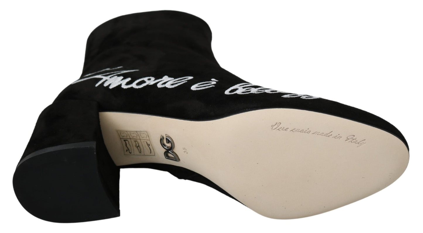 Dolce & Gabbana L'Amore E'Bellezza Stiefel aus schwarzem Wildleder