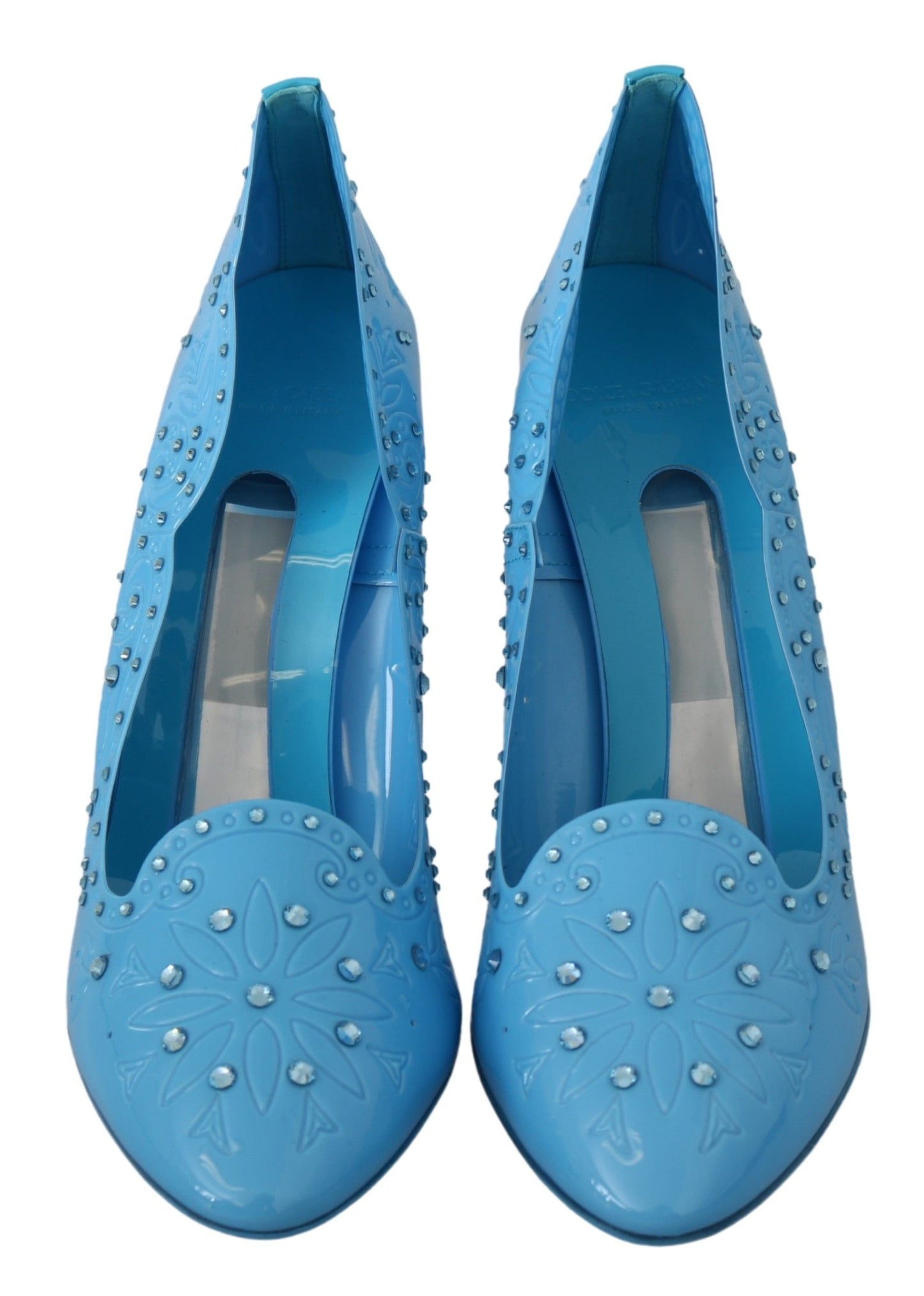 Dolce & Gabbana Blaue Kristallblumen-CINDERELLA-Heels