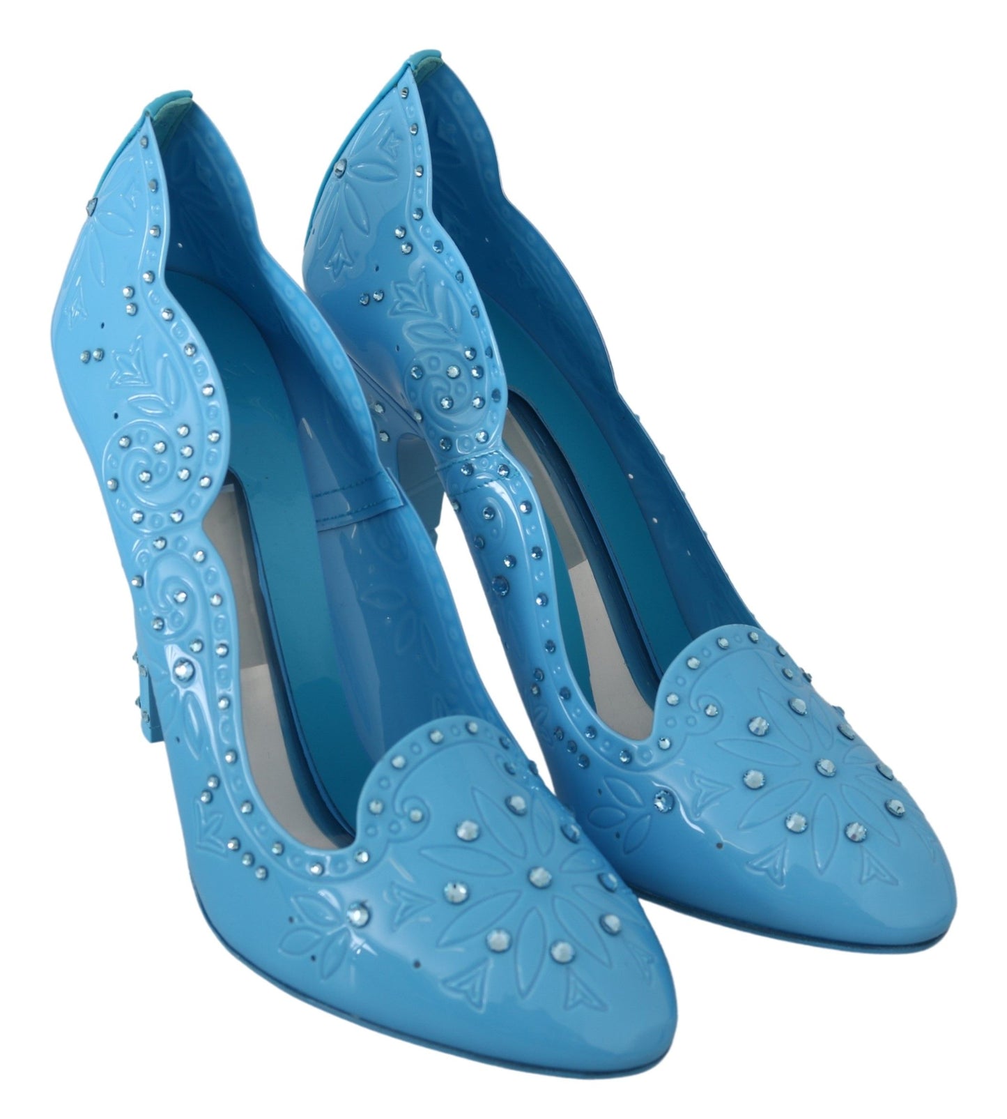 Dolce & Gabbana Blaue Kristallblumen-CINDERELLA-Heels
