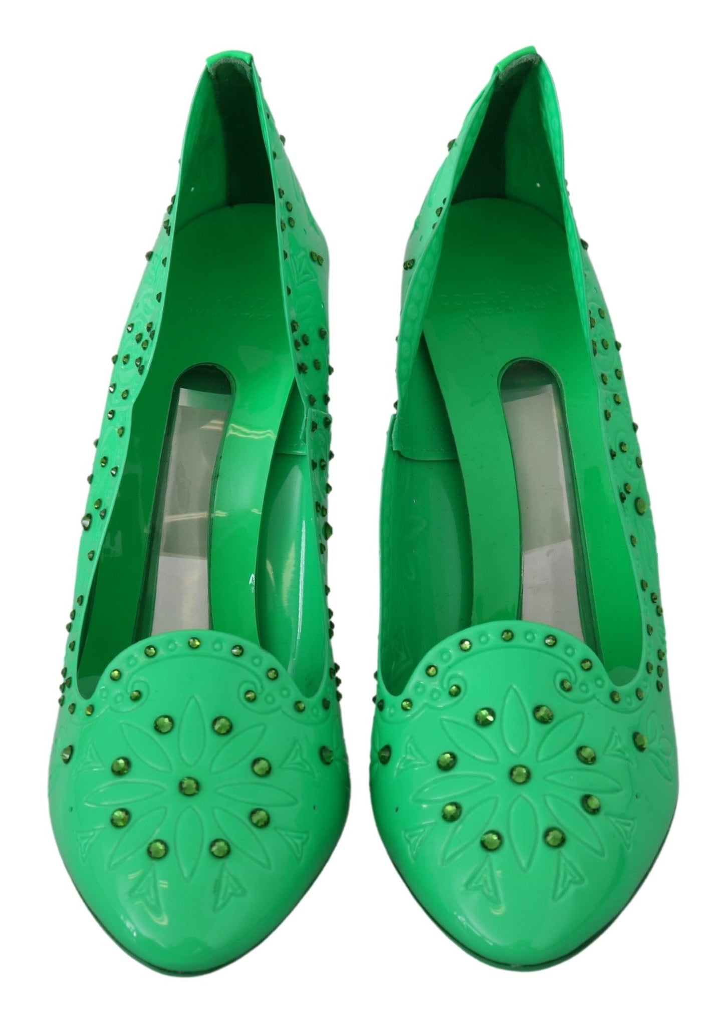 Dolce & Gabbana Grüne Kristall-Blumen-Heels CINDERELLA Schuhe