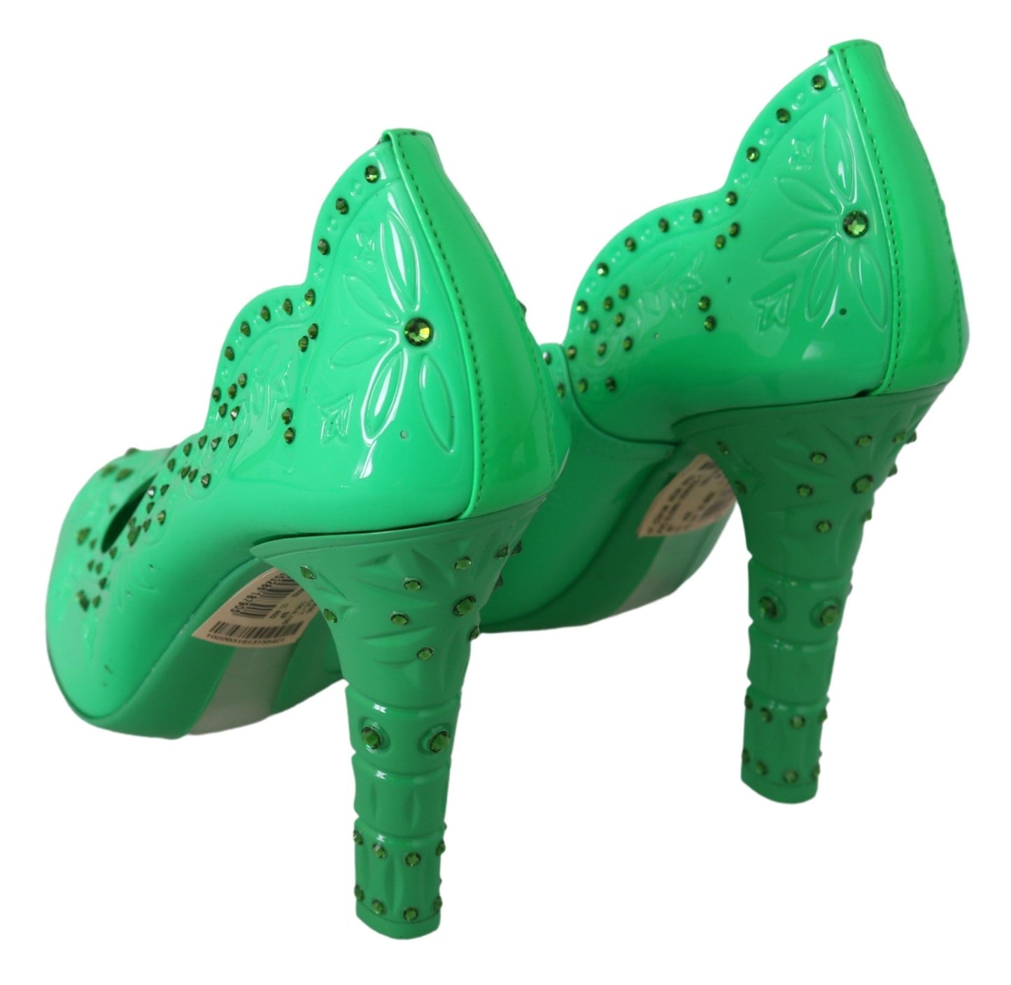 Dolce & Gabbana Grüne Kristall-Blumen-Heels CINDERELLA Schuhe