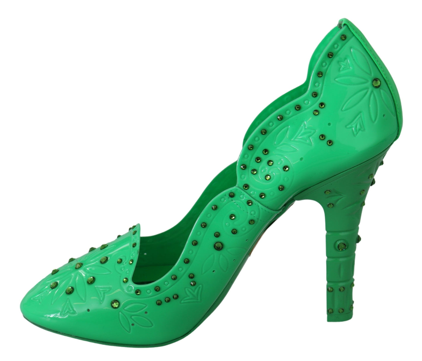 Dolce & Gabbana Grüne Kristall-Blumen-Heels CINDERELLA Schuhe