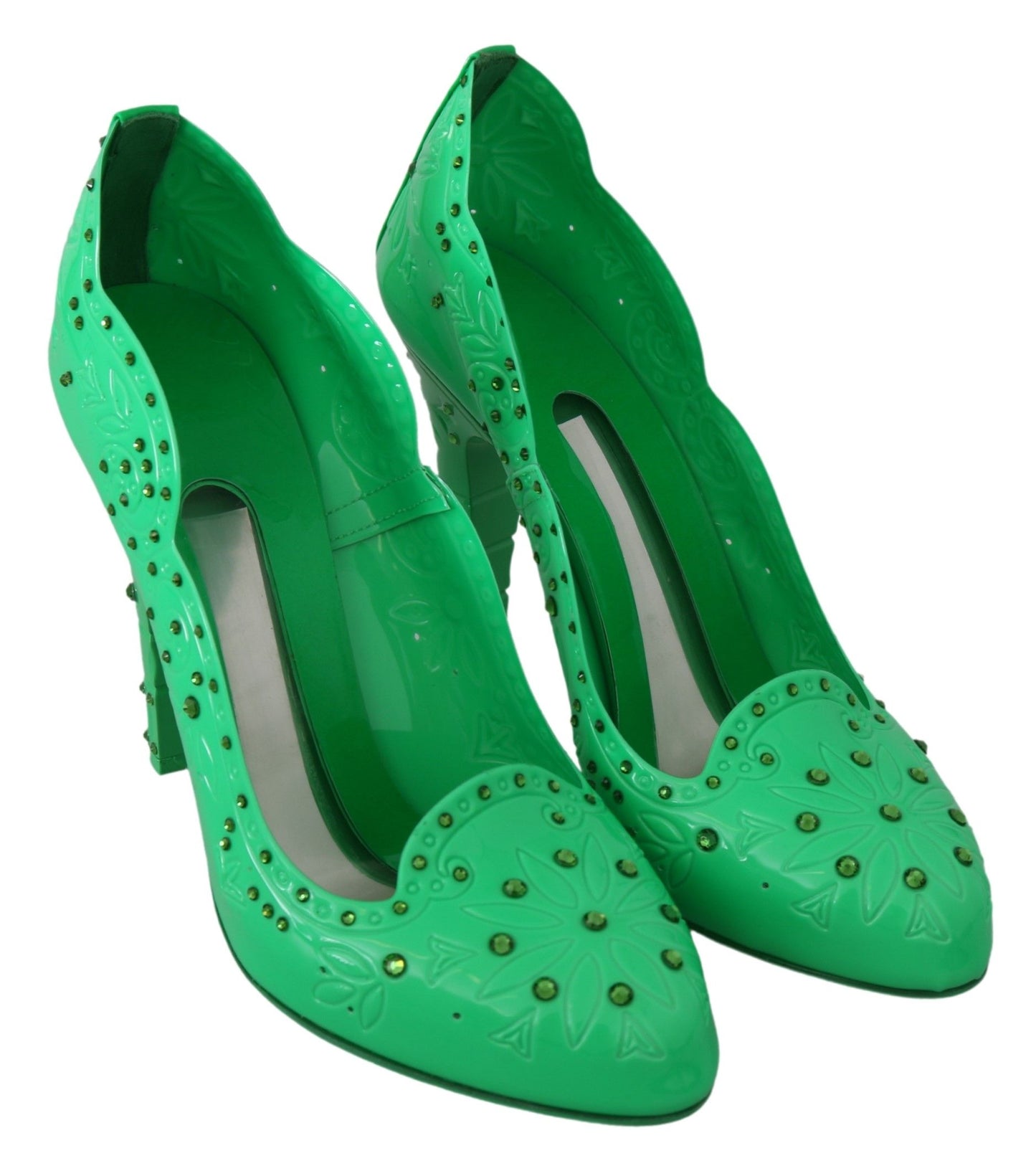 Dolce & Gabbana Grüne Kristallblumen-CINDERELLA-Heels