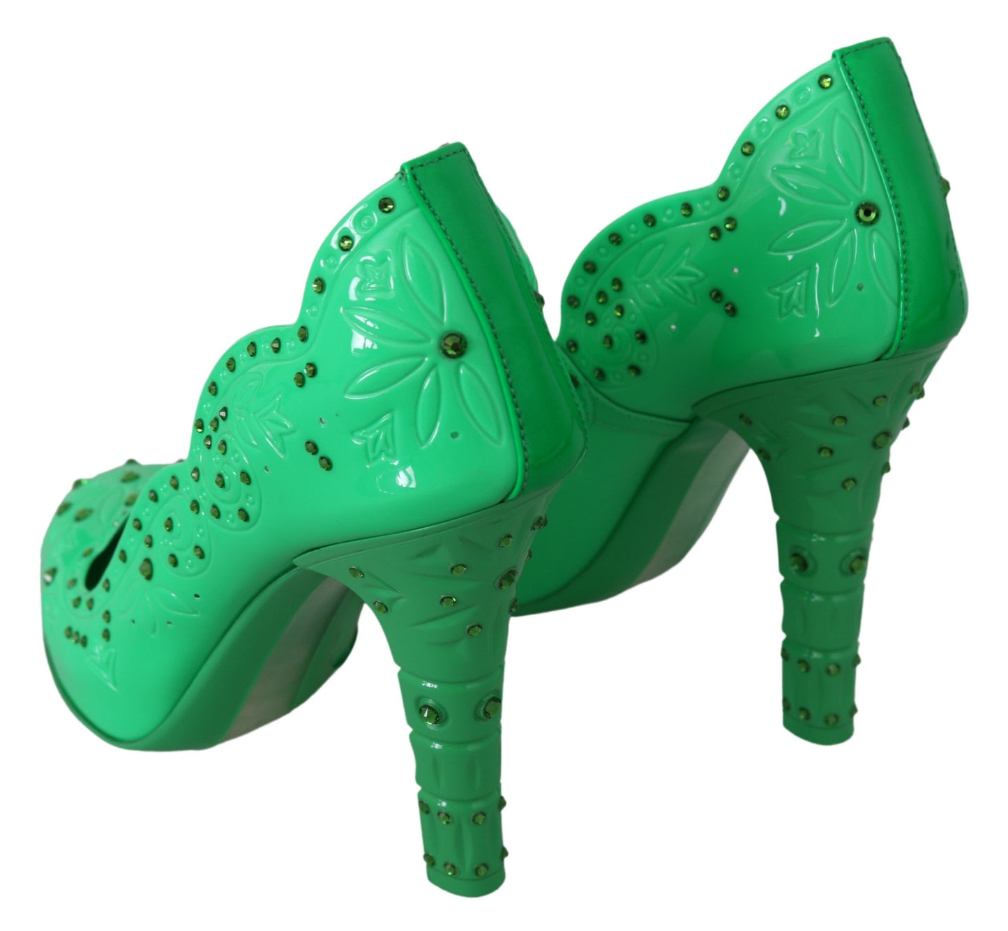 Dolce & Gabbana Grüne Kristallblumen-CINDERELLA-Heels