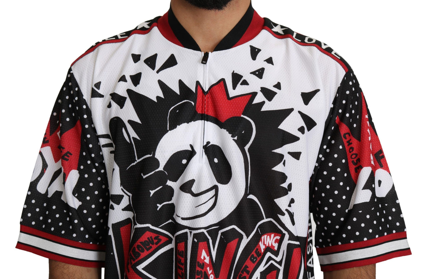 Dolce & Gabbana Weißes King Panda Top Polyester Herren T-Shirt