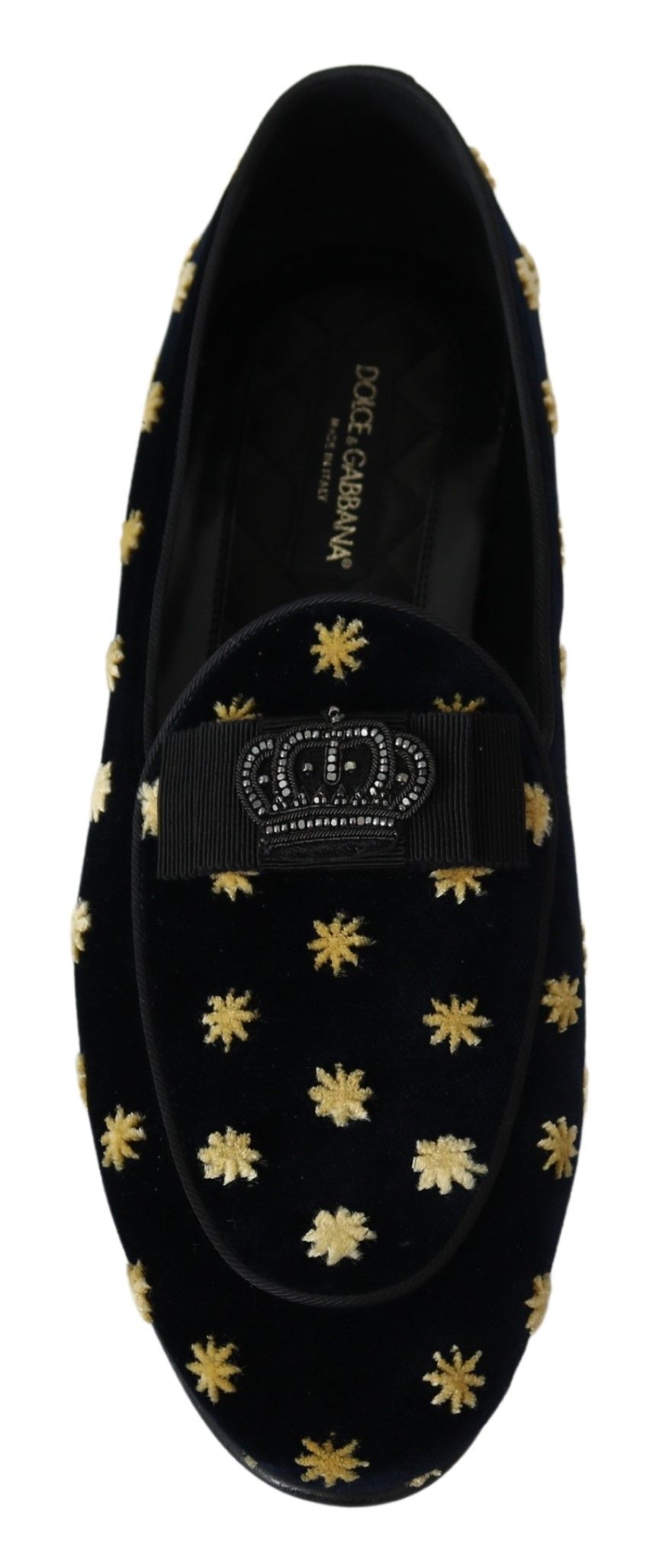 Dolce & Gabbana Blaue Samt-Hausschuhe mit Krone