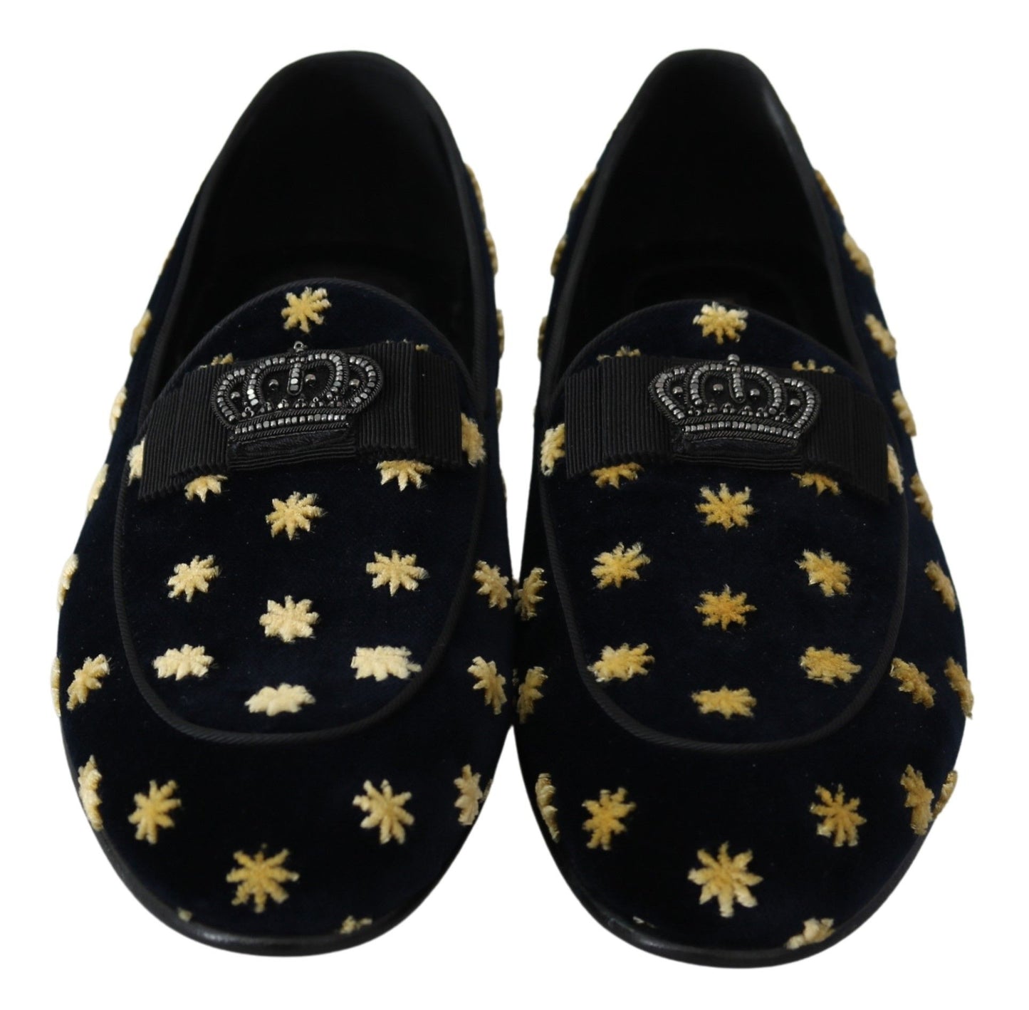 Dolce & Gabbana Blaue Samt-Hausschuhe mit Krone