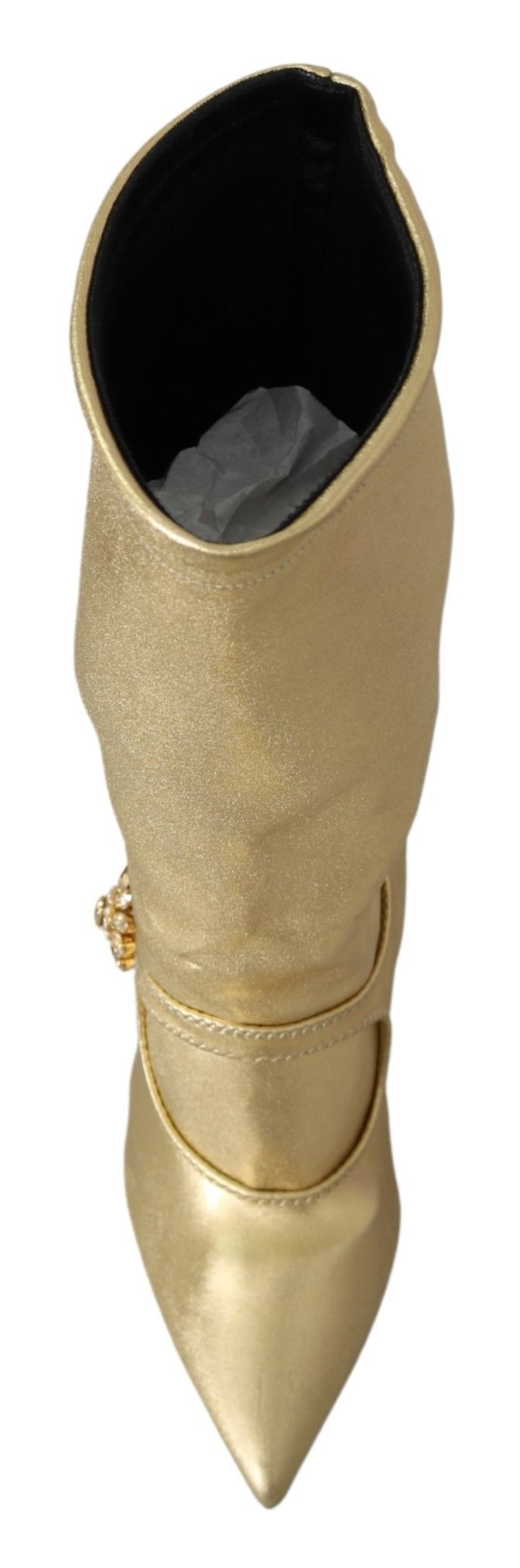 Dolce & Gabbana Gold Strass Stiefeletten Socken Schuhe