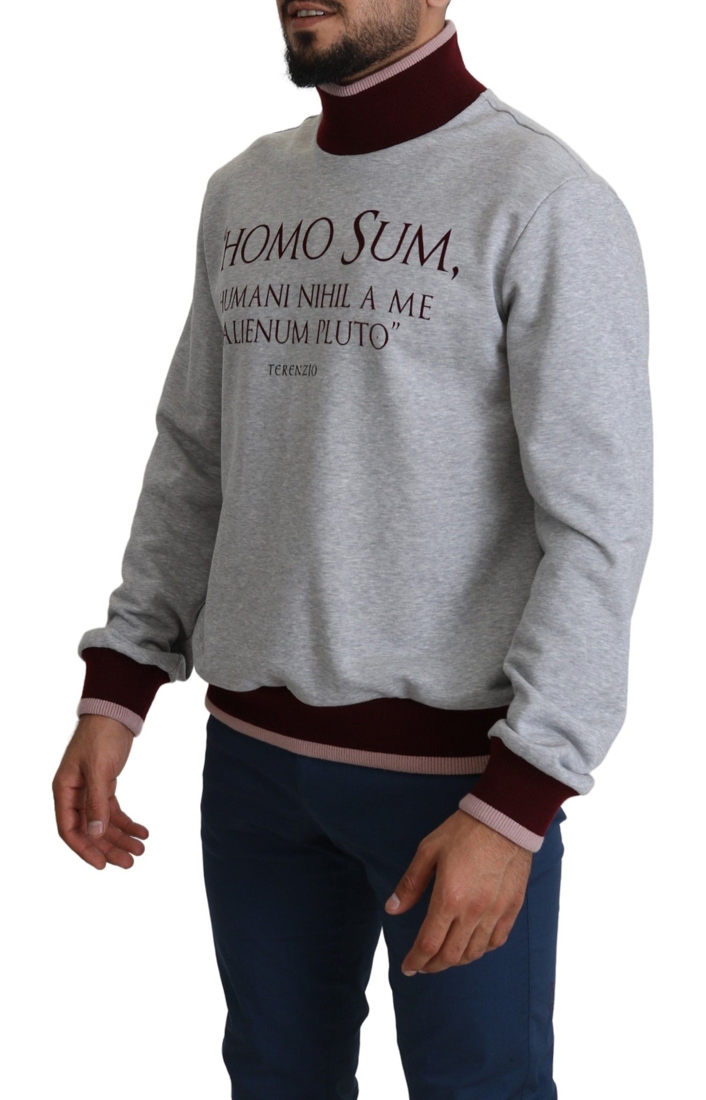 Dolce & Gabbana Grauer Homo Sum Rollkragenpullover