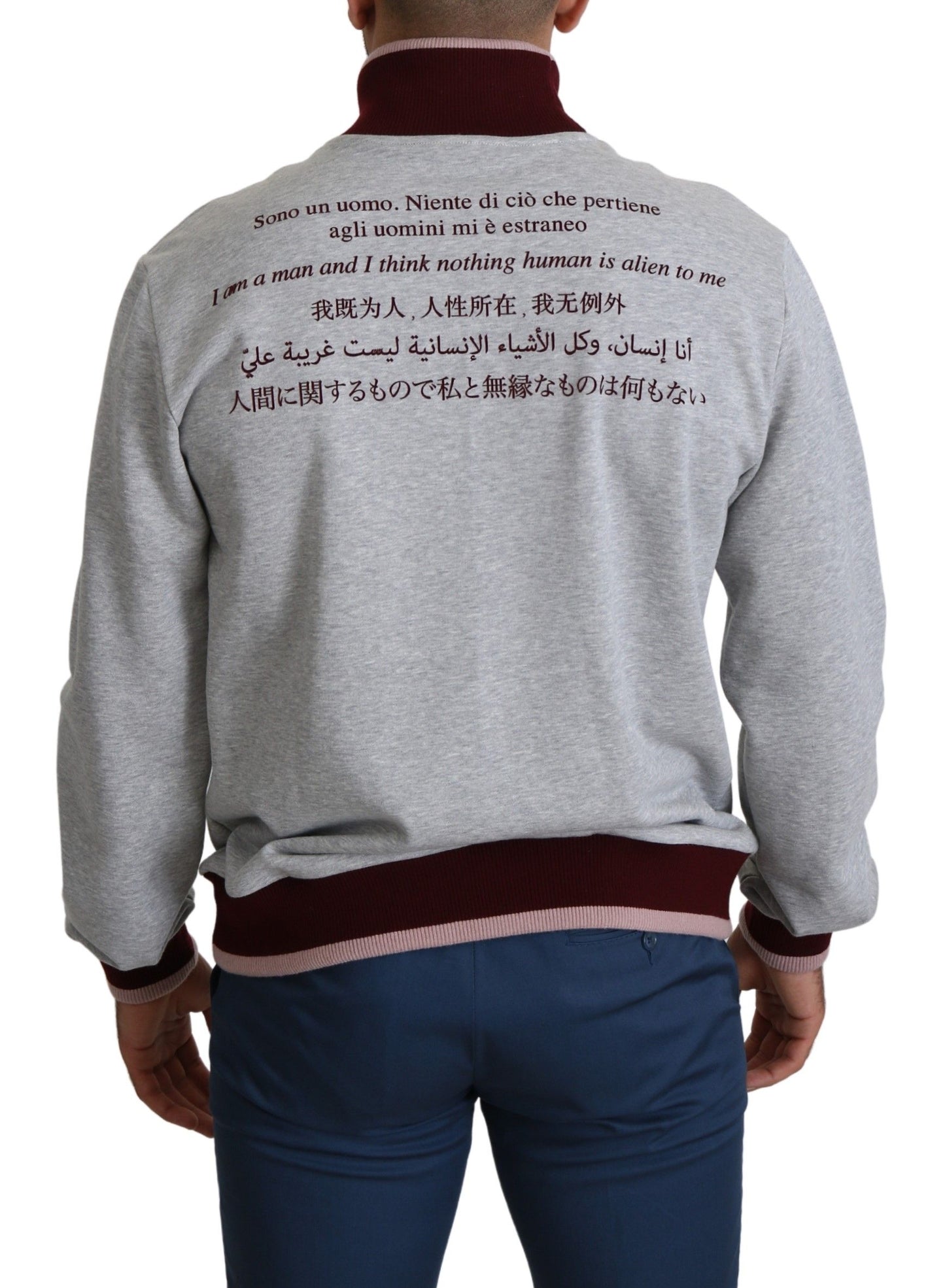 Dolce & Gabbana Grauer Homo Sum Rollkragenpullover