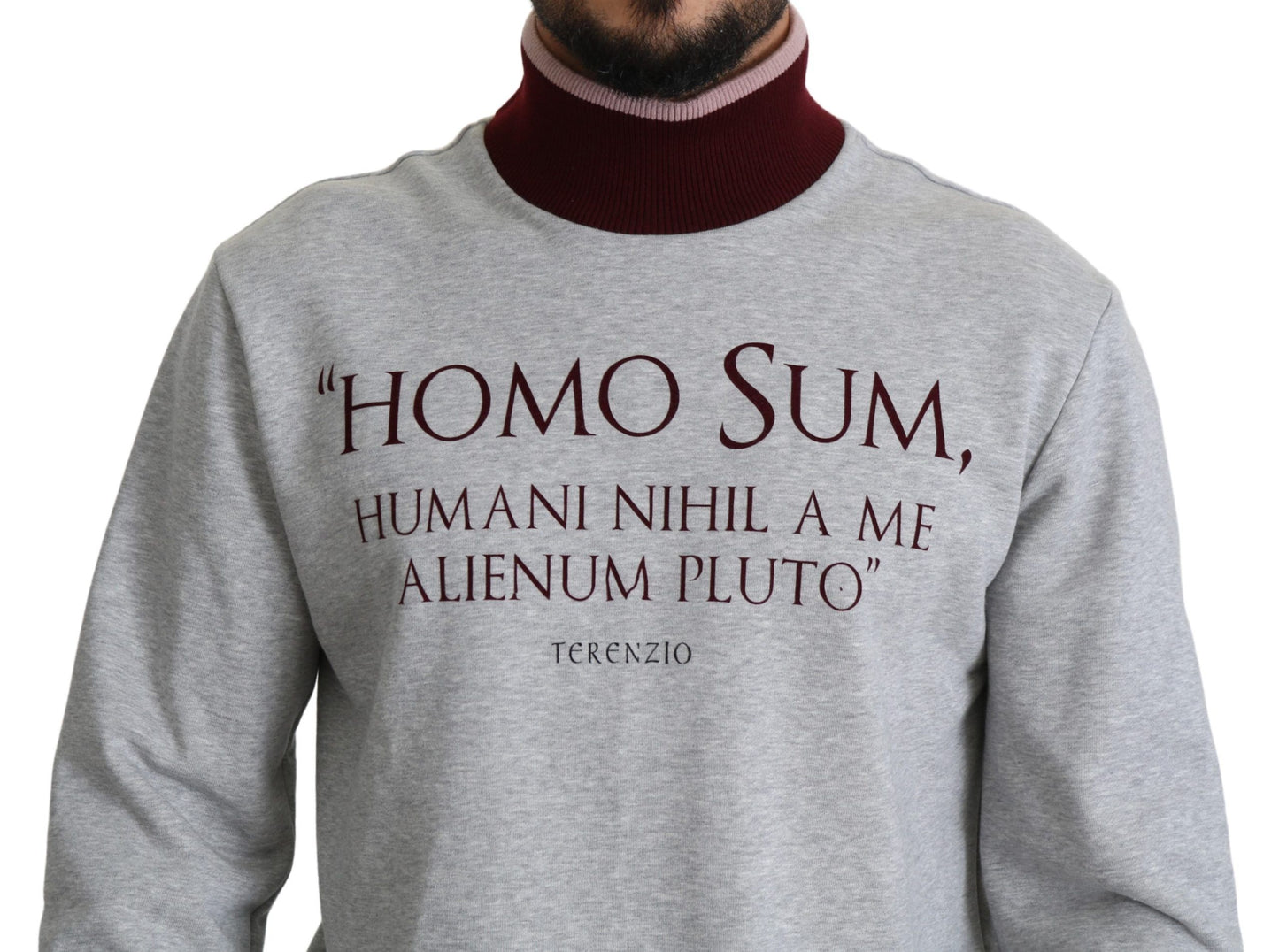 Dolce & Gabbana Grauer Homo Sum Rollkragenpullover