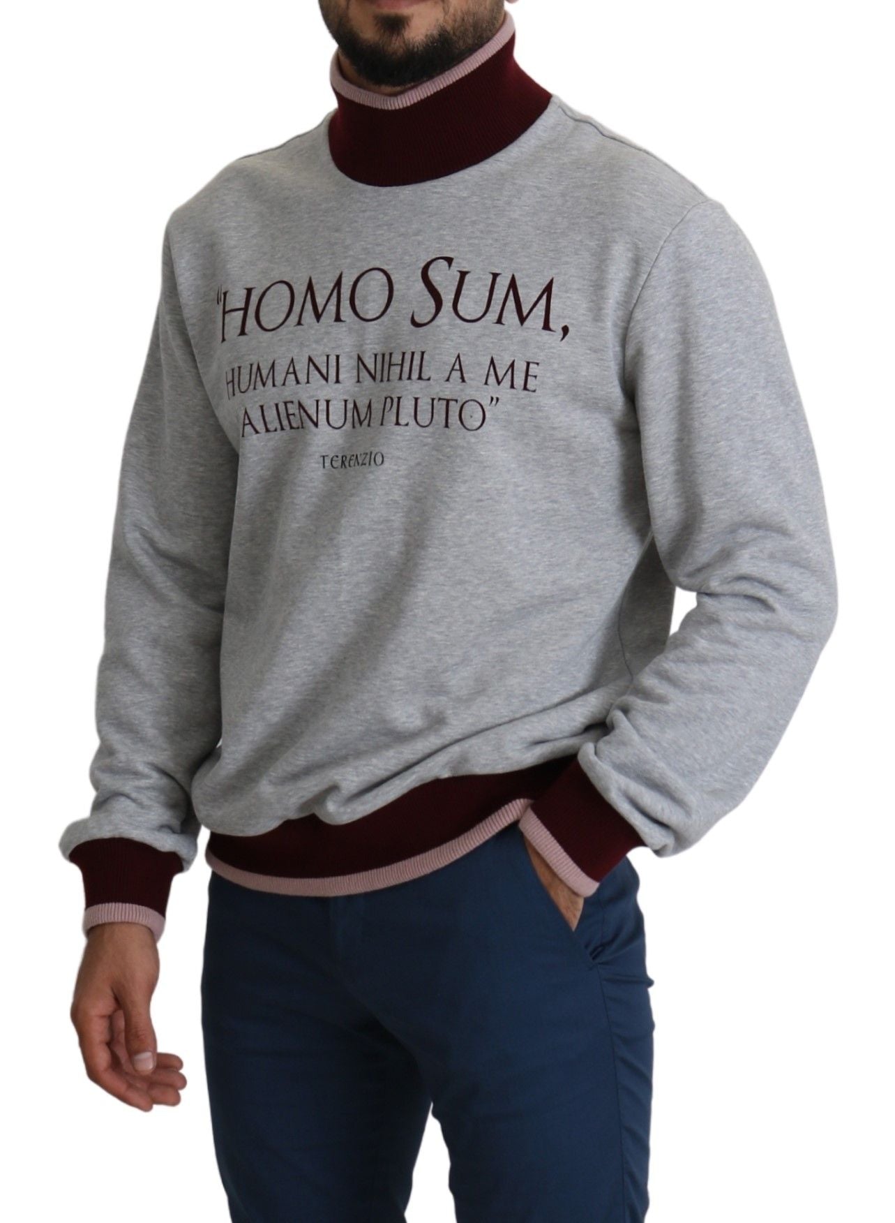 Dolce & Gabbana Grauer Homo Sum Rollkragenpullover