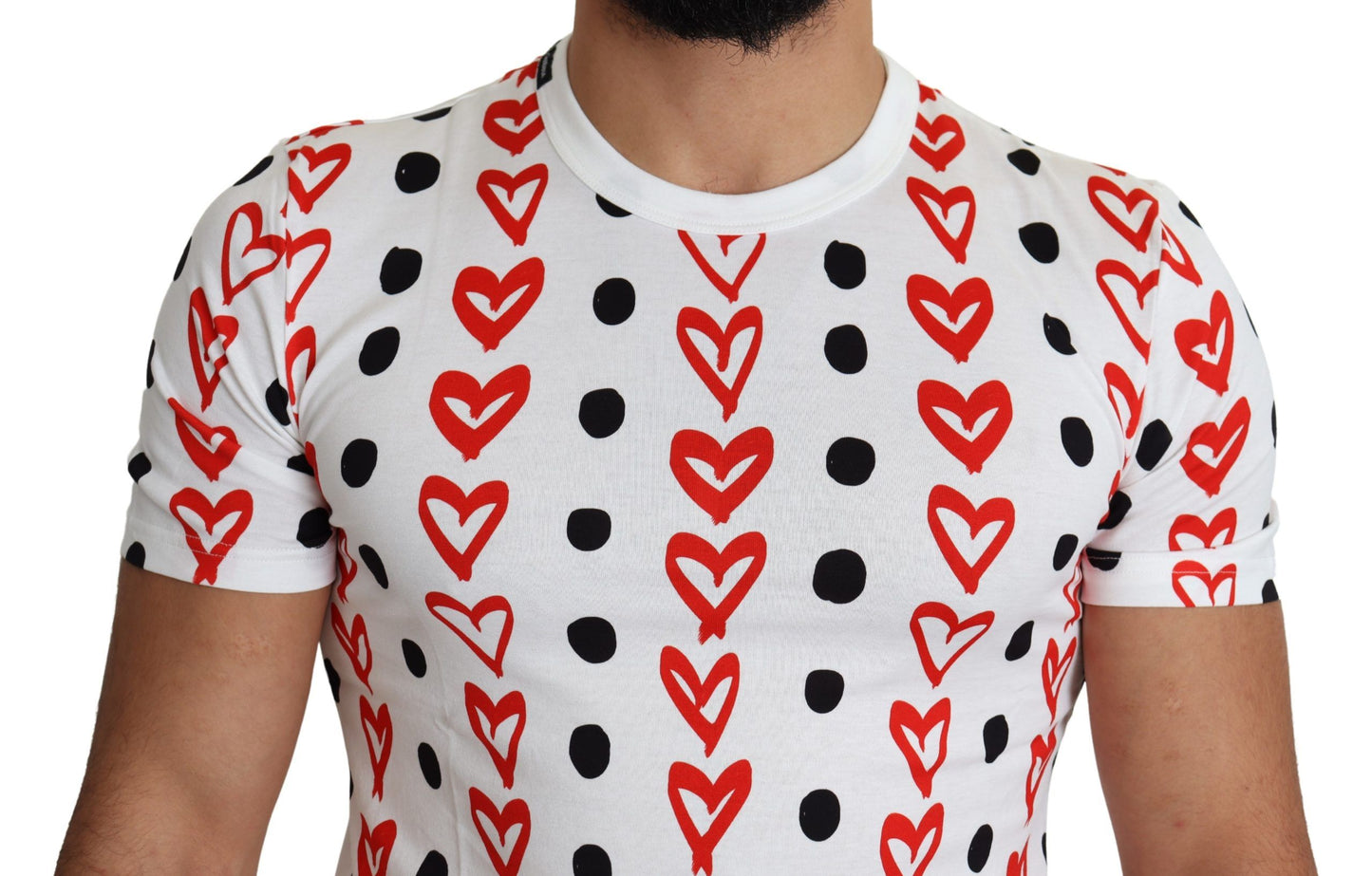 Dolce & Gabbana – Weißes T-Shirt aus Baumwolle mit Herz-Print für Herren