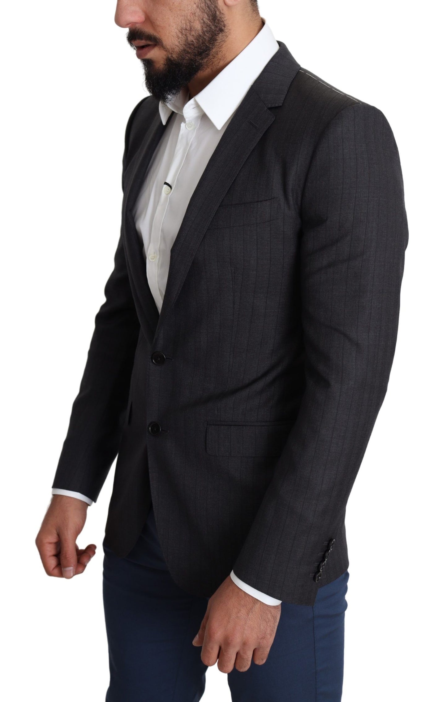 Dolce & Gabbana Schwarzer einreihiger Wollmantel MARTINI Blazer