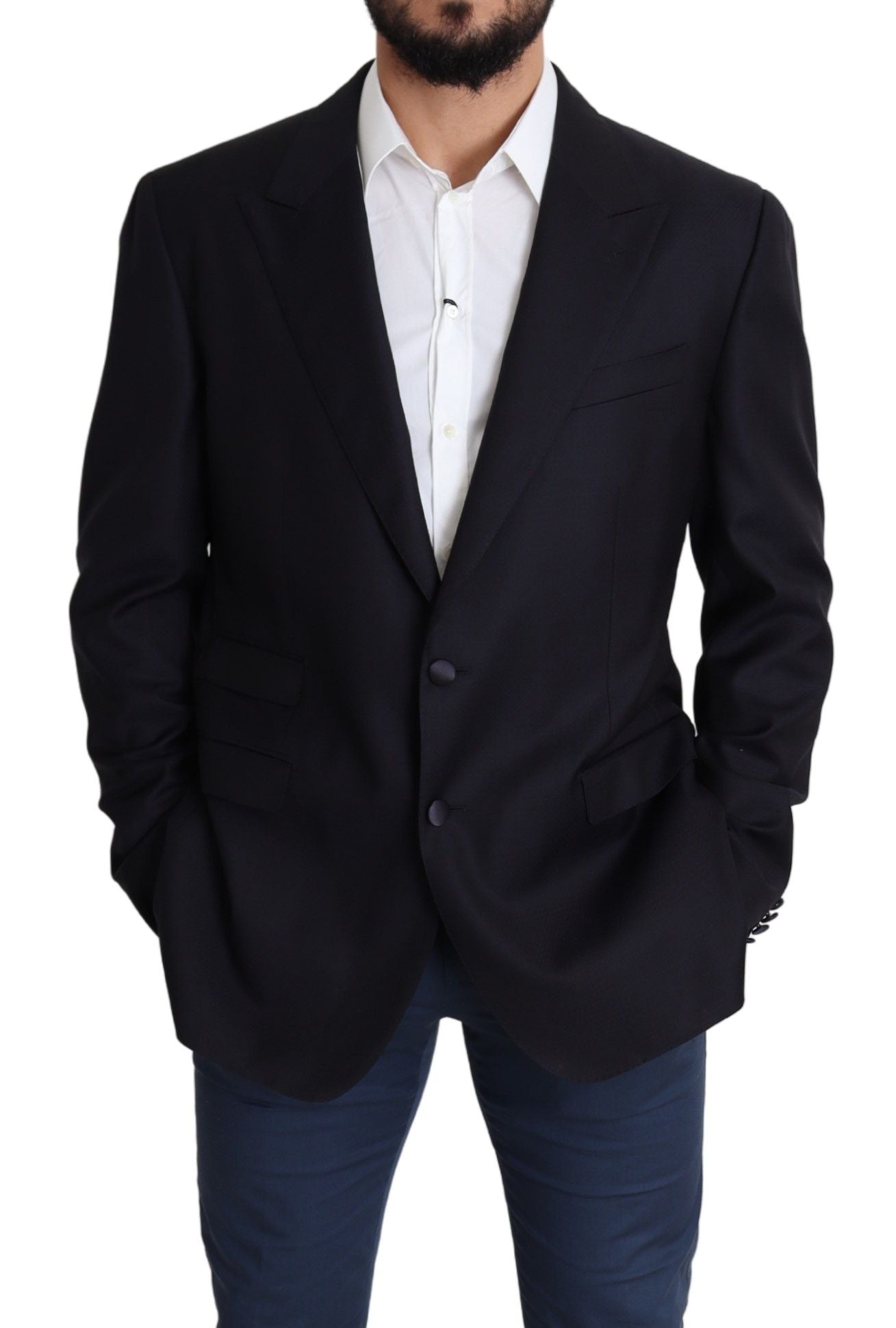 Dolce & Gabbana – Einreihiger Blazer NAPOLI aus schwarzer Wolle