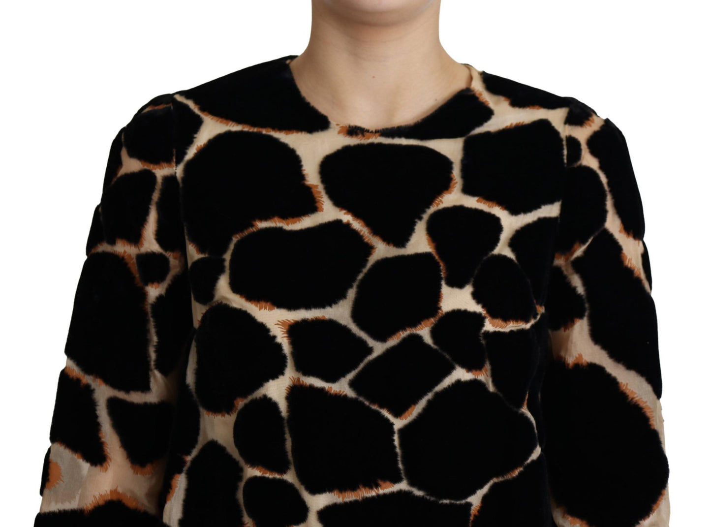Dolce & Gabbana – Schwarzes Mini-Etuikleid mit Giraffenprint