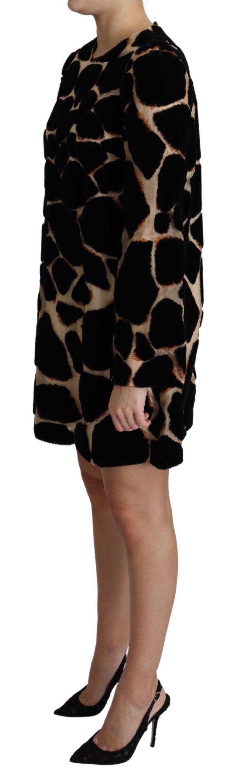 Dolce & Gabbana – Schwarzes Mini-Etuikleid mit Giraffenprint