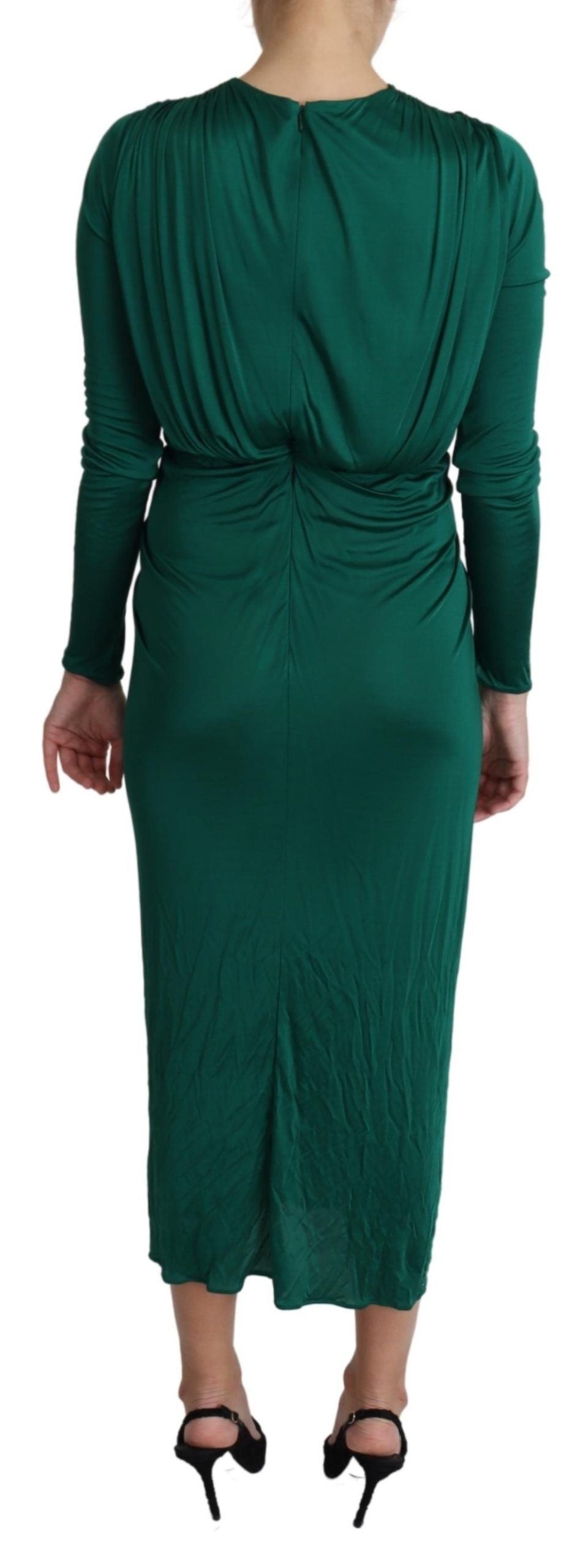 Dolce & Gabbana – Grünes, tailliertes Midikleid aus Viskose