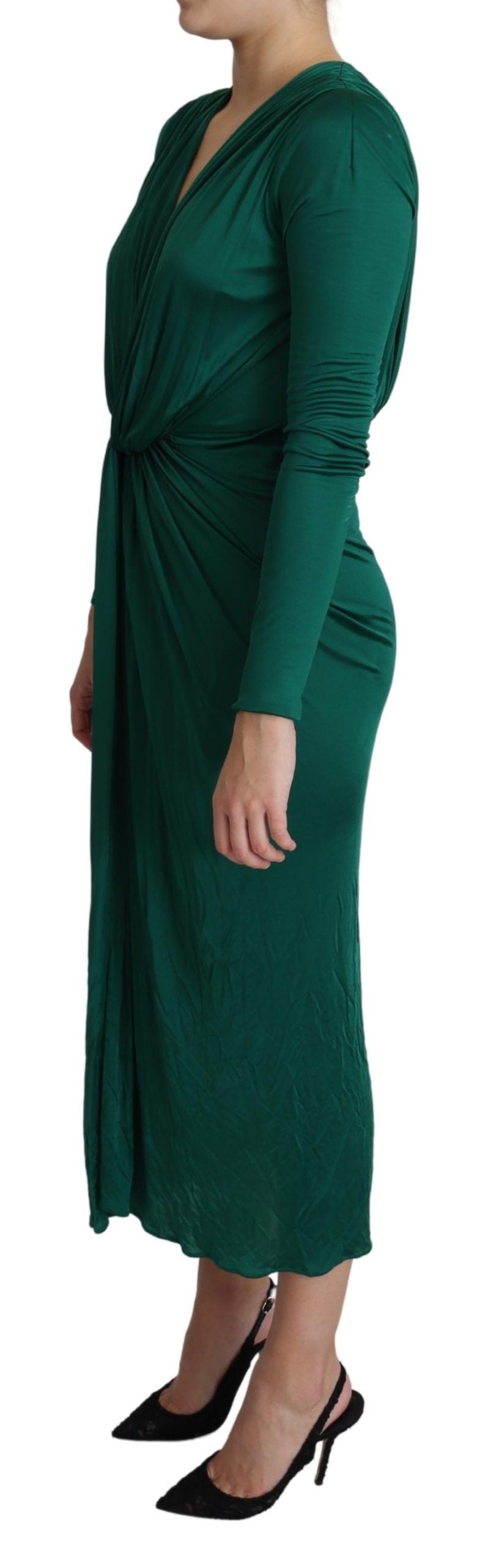 Dolce & Gabbana – Grünes, tailliertes Midikleid aus Viskose