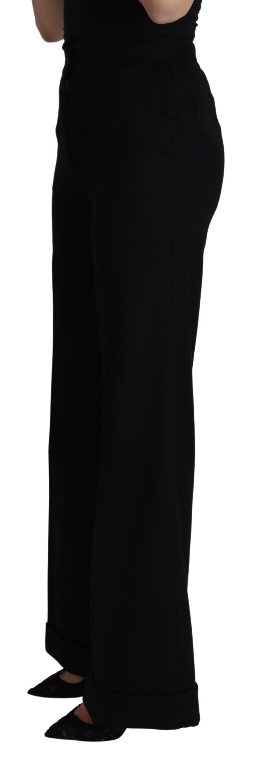 Dolce & Gabbana – Schwarze Kaschmirhose mit weitem Bein für Damen