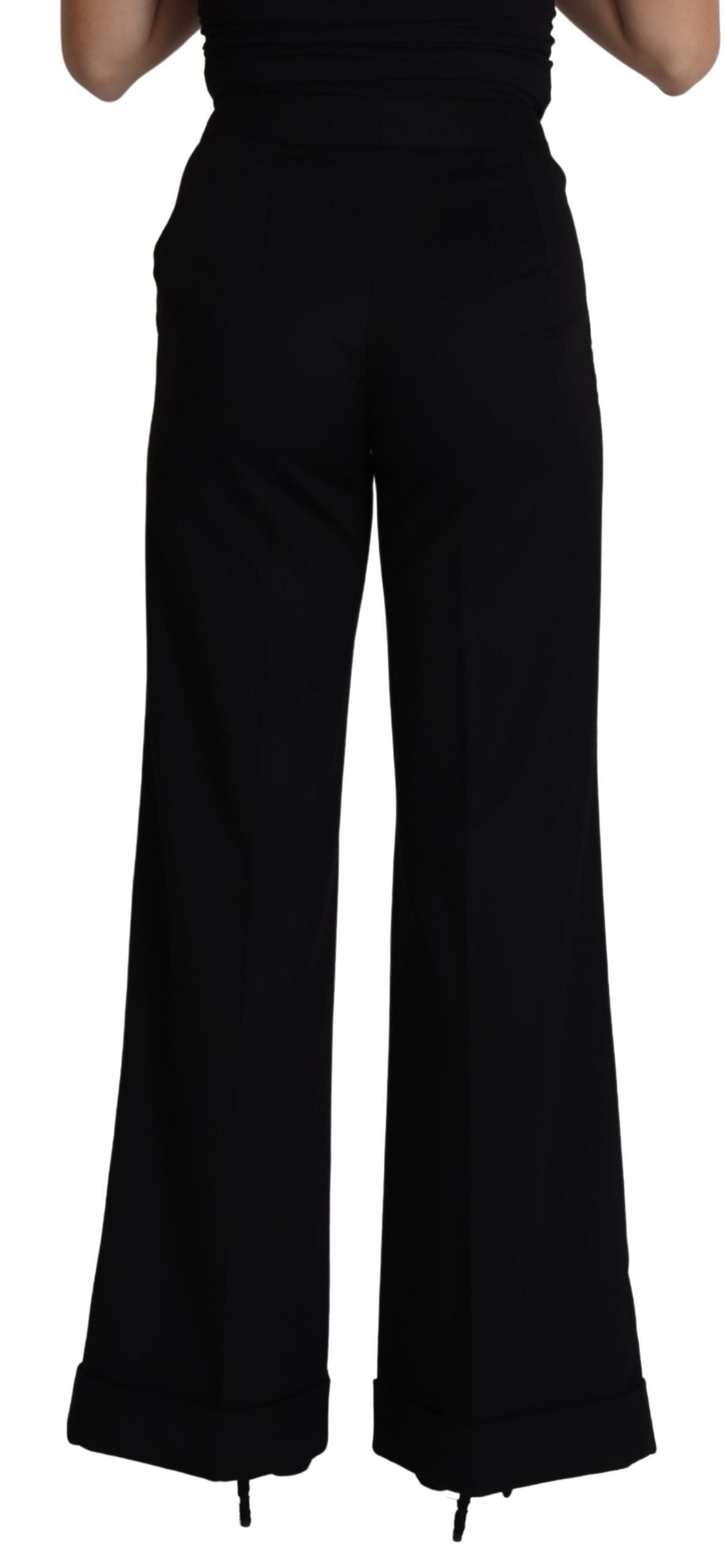 Dolce & Gabbana – Schwarze Kaschmirhose mit weitem Bein für Damen