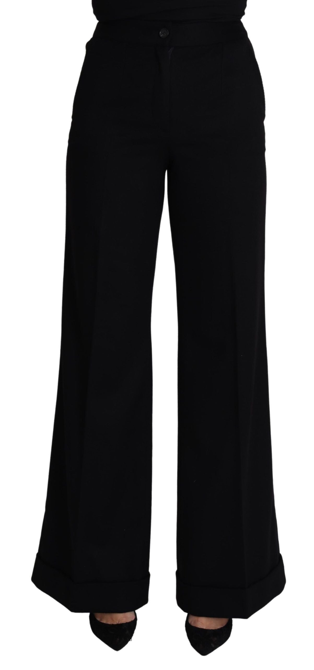 Dolce & Gabbana – Schwarze Kaschmirhose mit weitem Bein für Damen