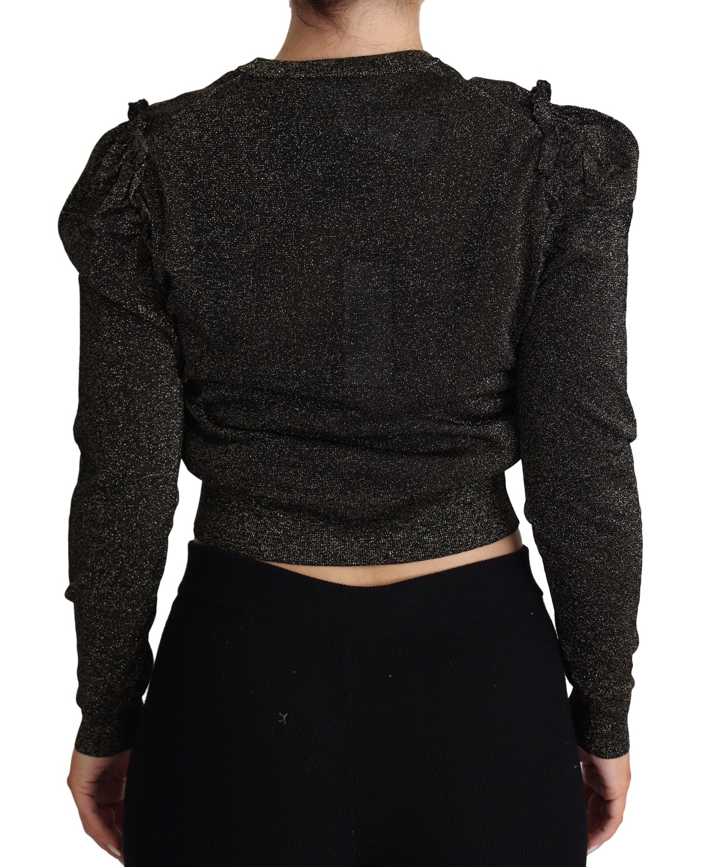 Dolce & Gabbana Schwarz Gold Kurzer Damen Pullover