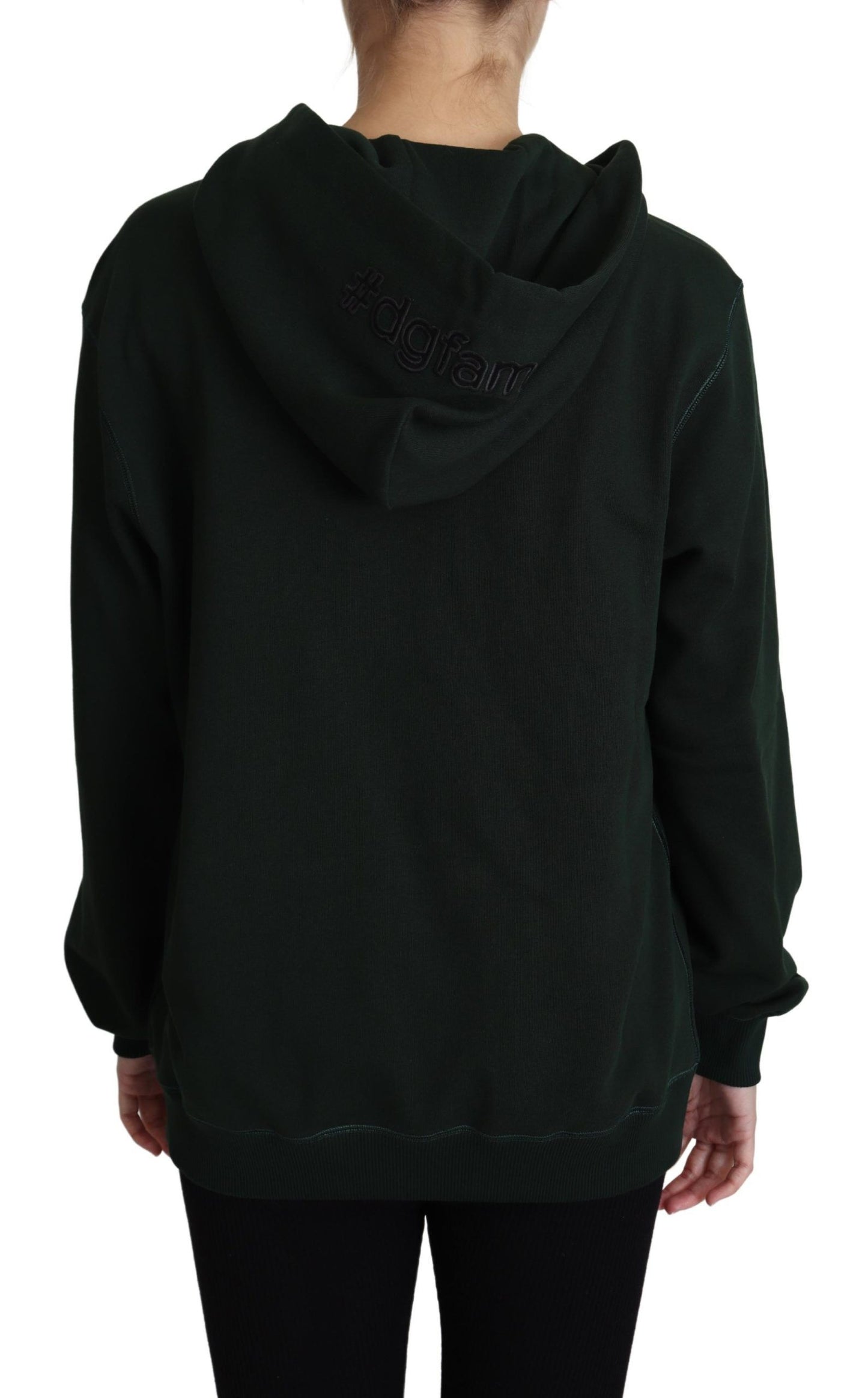 Dolce & Gabbana Dunkelgrüner Hoodie mit Kronenstickerei