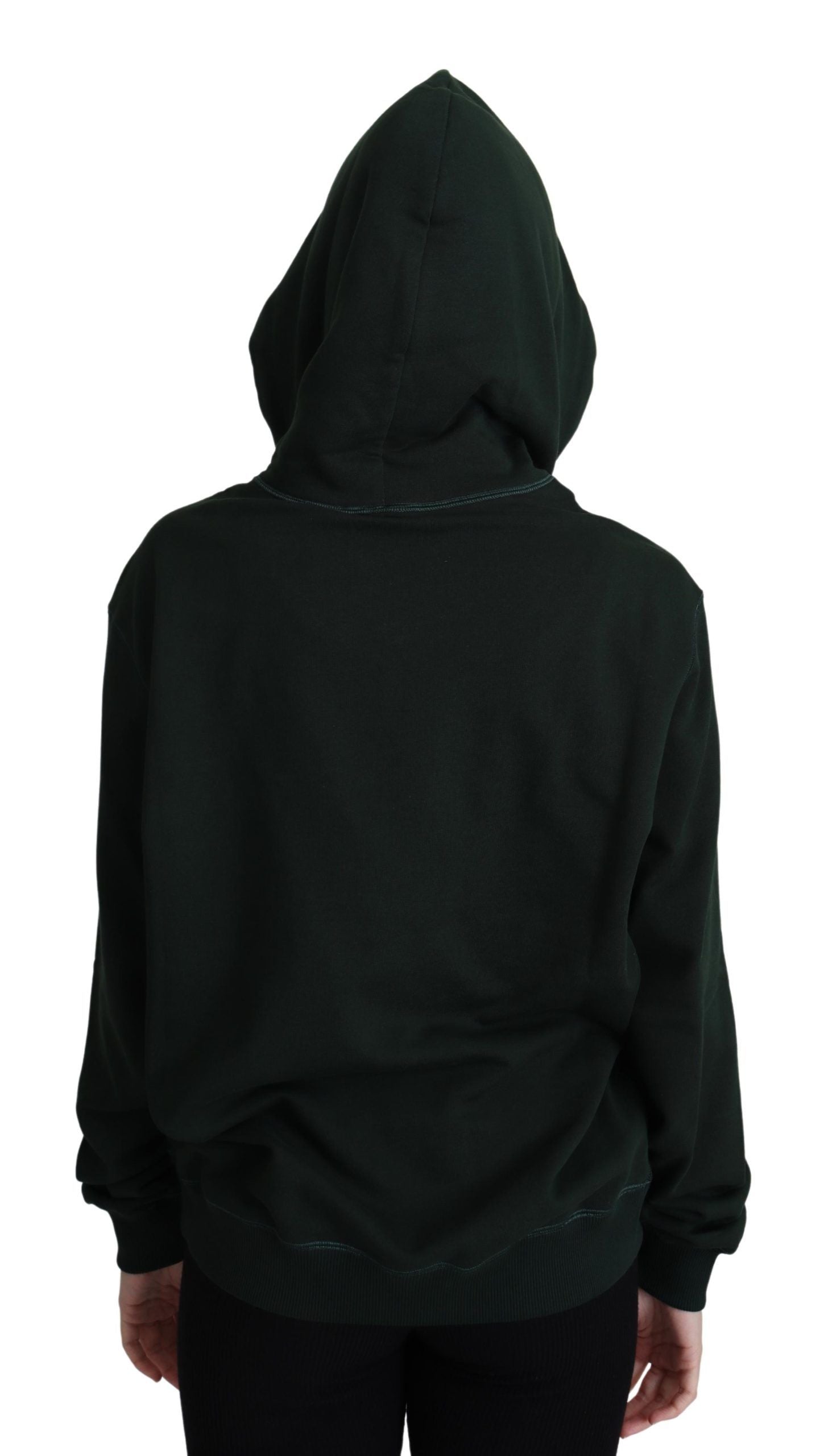 Dolce & Gabbana Dunkelgrüner Hoodie mit Kronenstickerei