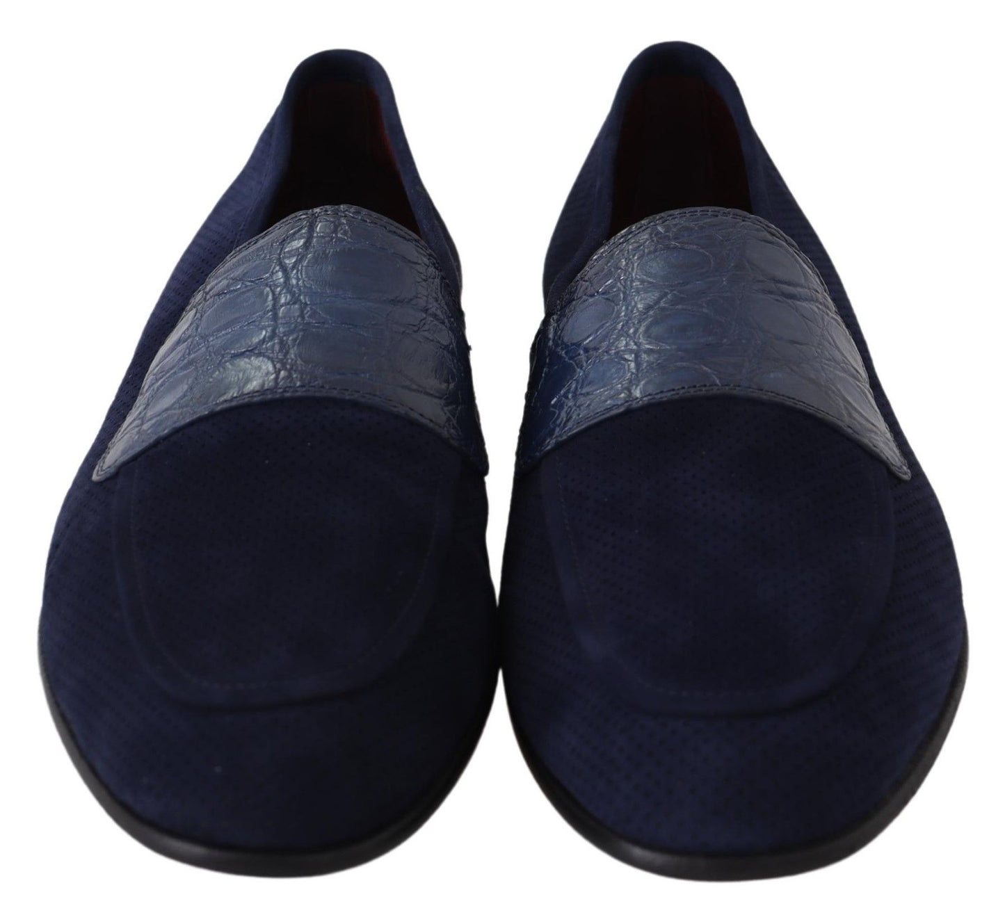 Dolce & Gabbana Blaue Wildleder Caiman Loafers Hausschuhe Schuhe