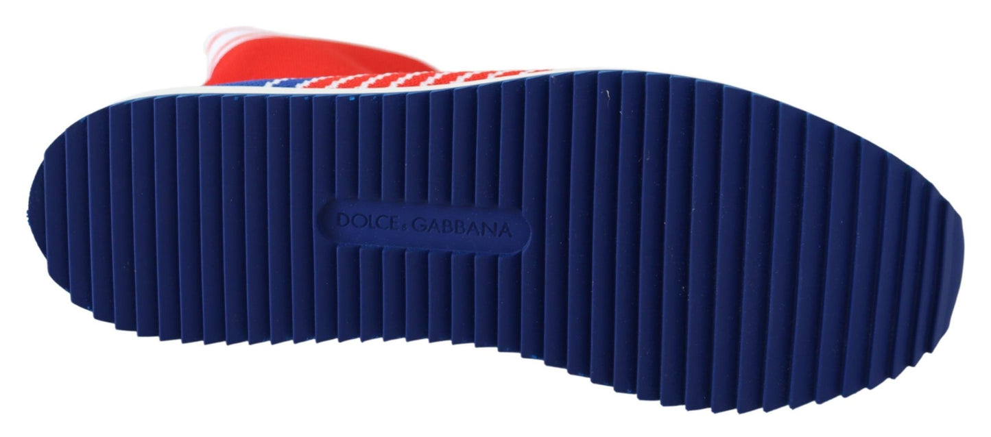 Dolce & Gabbana Blau Rot Sorrento Logo Sneakers Socken Schuhe