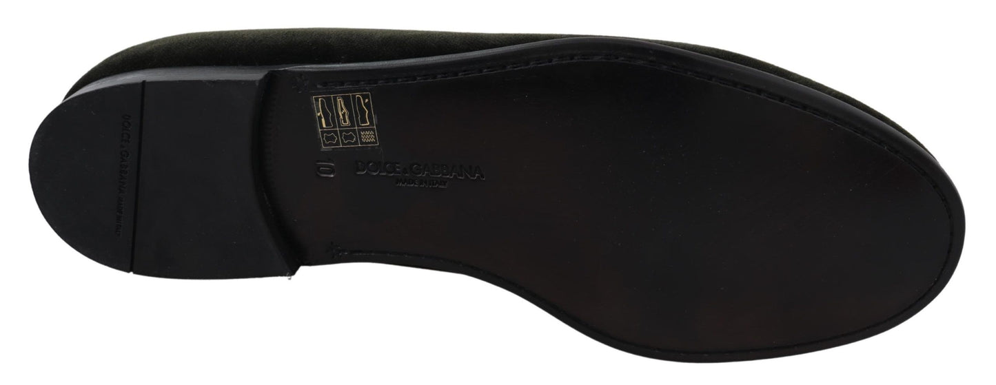 Dolce & Gabbana – Slipper aus grünem Samt für Herren