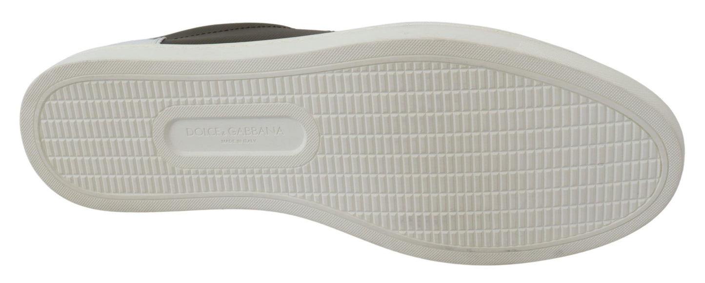 Dolce & Gabbana Weiß Grün Leder Low Top Sneakers Schuhe