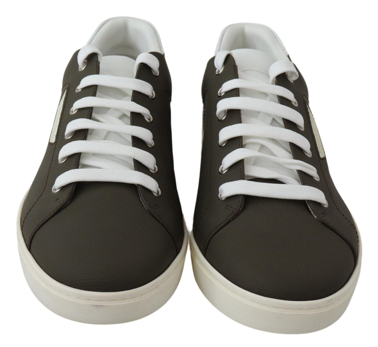 Dolce & Gabbana Weiß Grün Leder Low Top Sneakers Schuhe