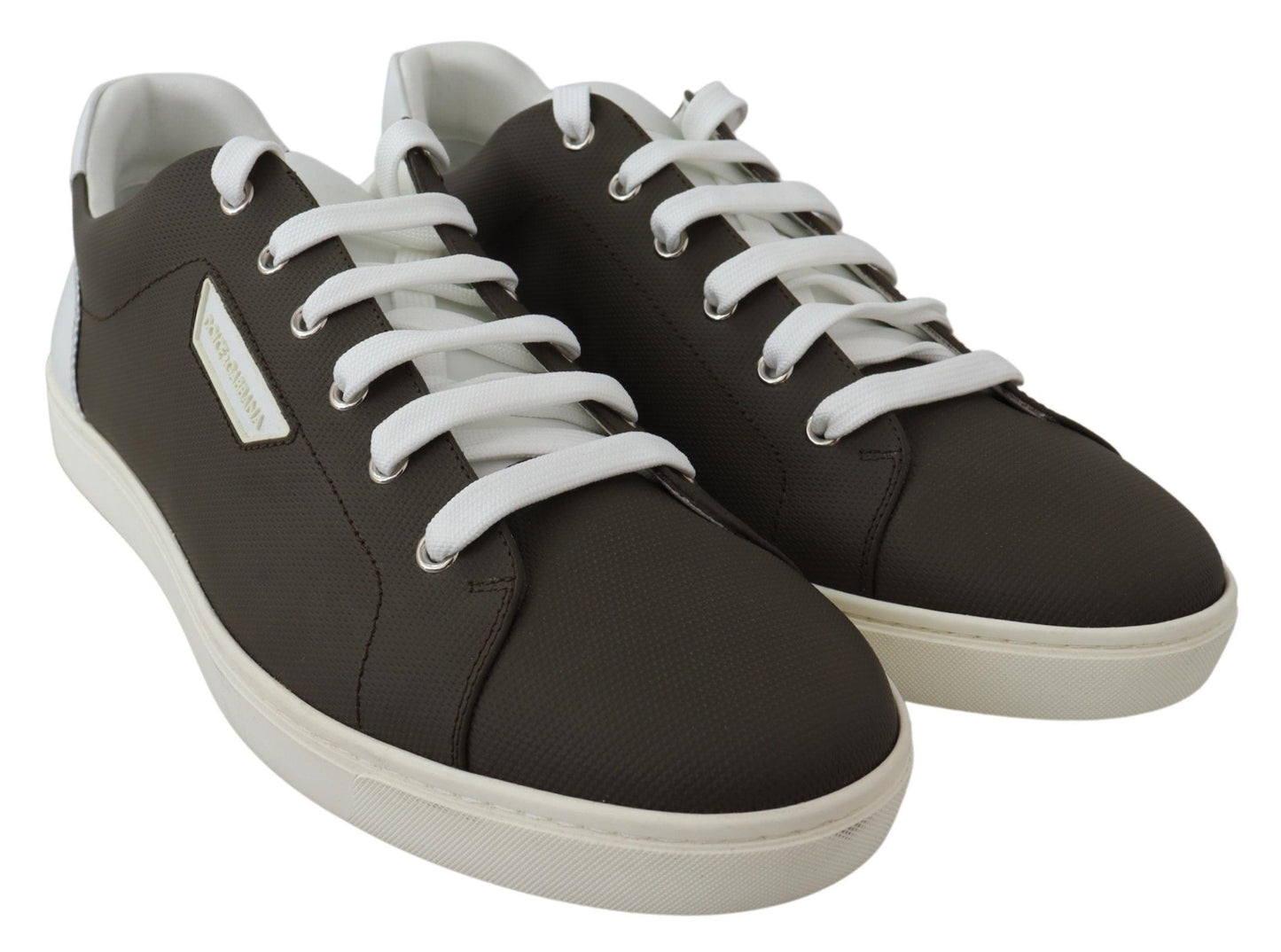 Dolce & Gabbana Weiß Grün Leder Low Top Sneakers Schuhe