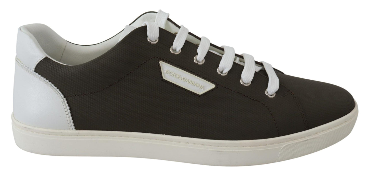 Dolce & Gabbana Weiß Grün Leder Low Top Sneakers Schuhe