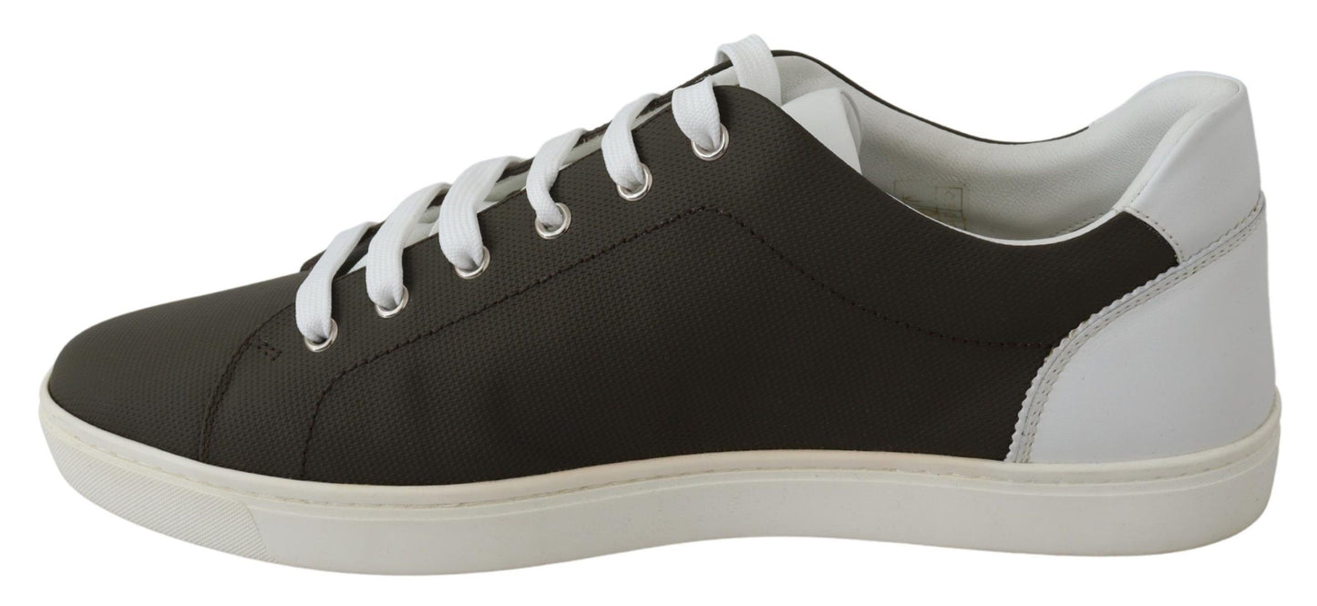 Dolce & Gabbana Weiß Grün Leder Low Top Sneakers Schuhe