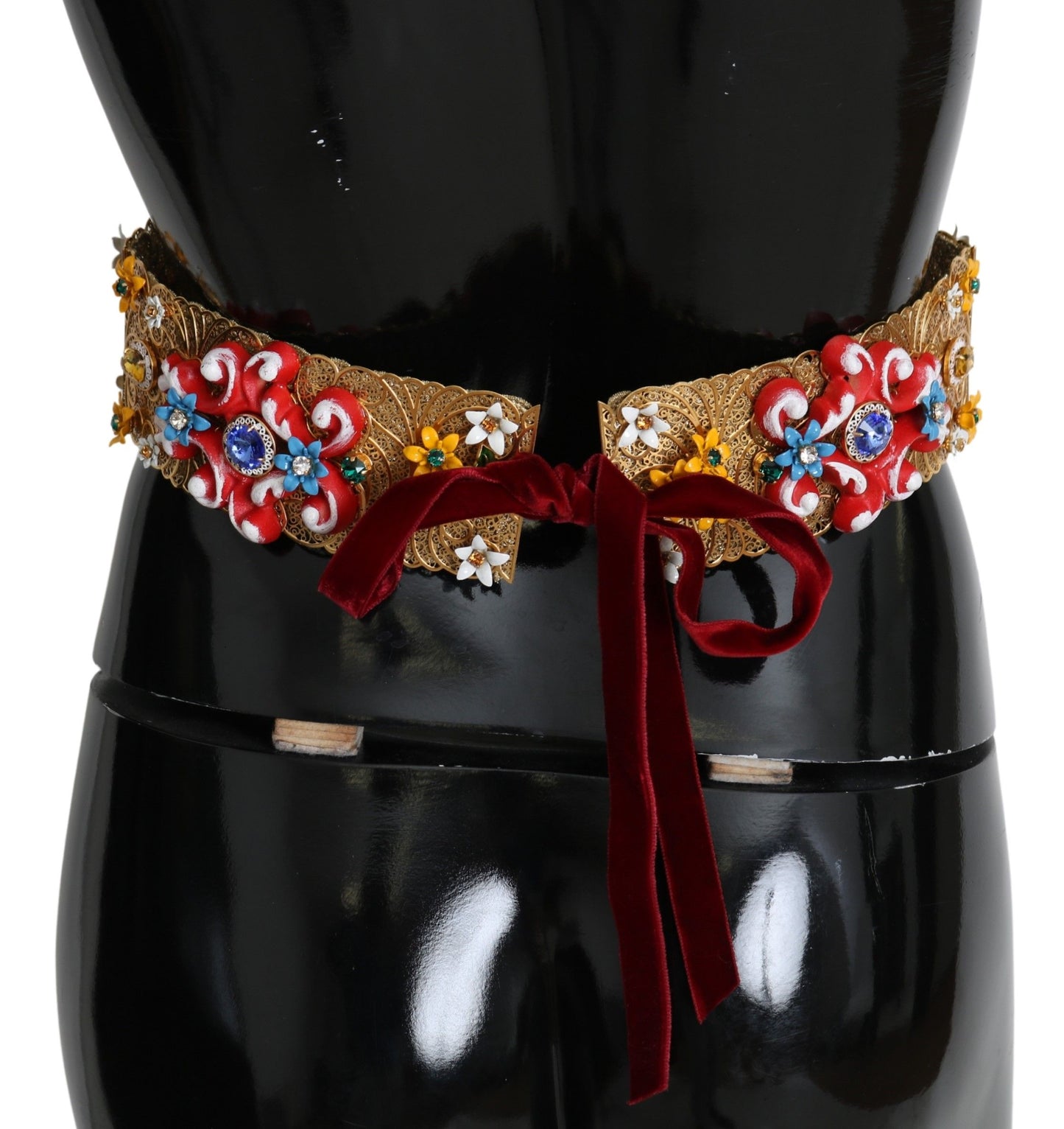 Dolce & Gabbana – Breiter, goldener Taillengürtel mit Blumen- und Kristallverzierung