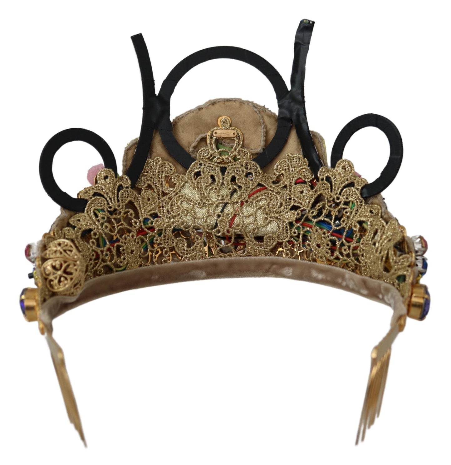 Dolce & Gabbana Gold Messing Blumen Kristalle LED Lichter Krone Tiara Diadem