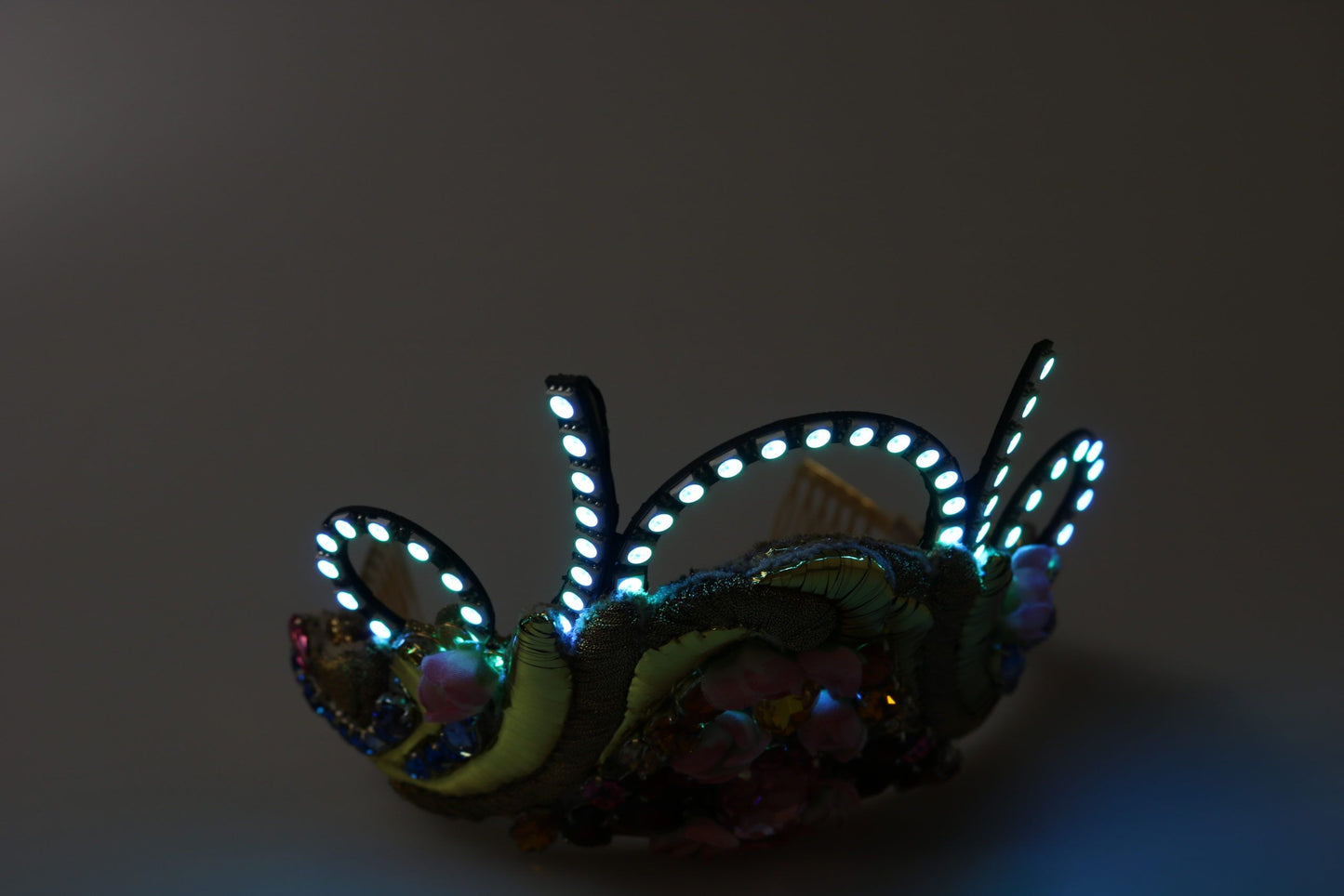 Dolce & Gabbana Gold Messing Blumen Kristalle LED Lichter Krone Tiara Diadem