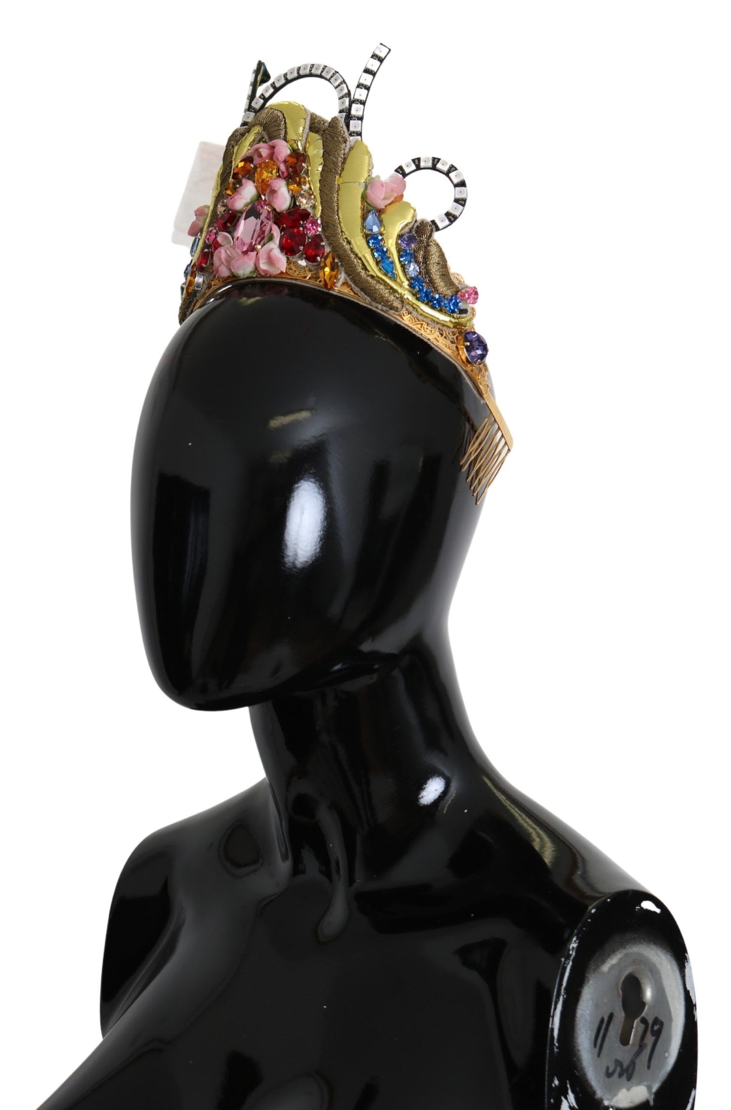 Dolce & Gabbana Gold Messing Blumen Kristalle LED Lichter Krone Tiara Diadem