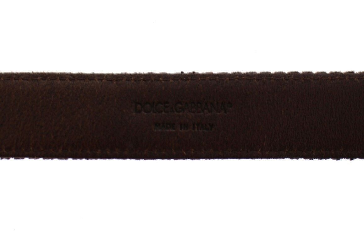 Dolce & Gabbana Brauner Leder-Logo-Cintura-Gürtel