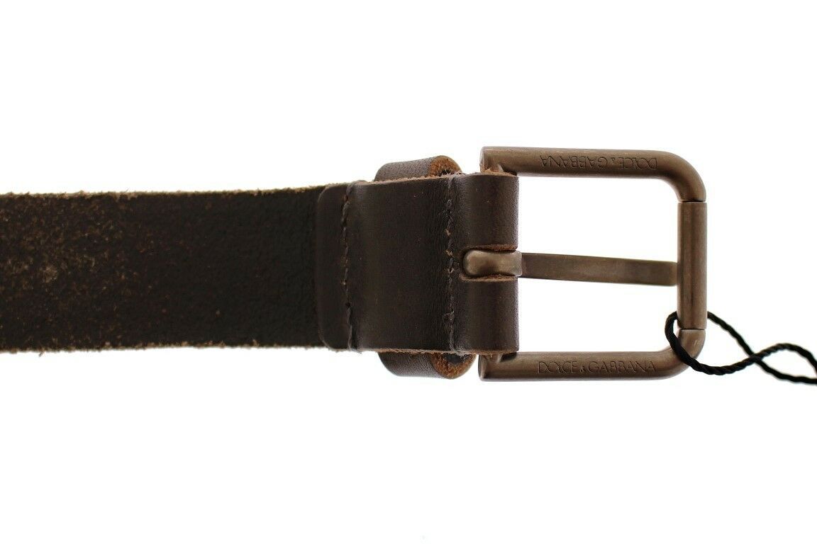 Dolce & Gabbana Brauner Leder-Logo-Cintura-Gürtel