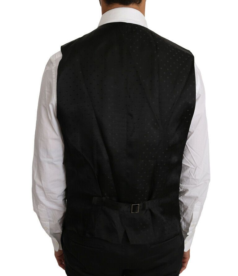 Dolce & Gabbana – Schwarzer Cardigan aus einfarbiger Wolle und Seide
