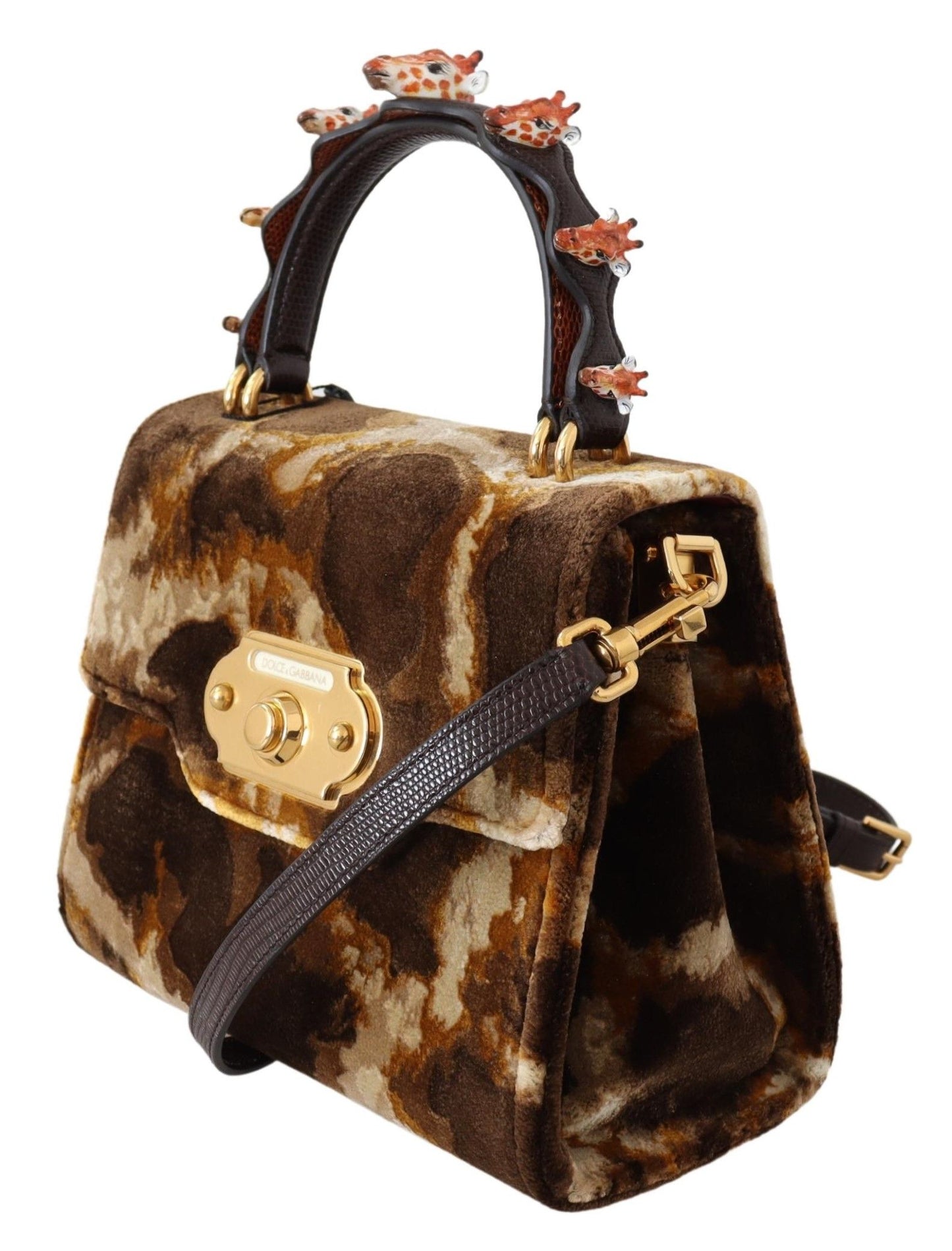 Dolce & Gabbana Brown Giraffe Umhängetasche Borse WELCOME Geldbörse
