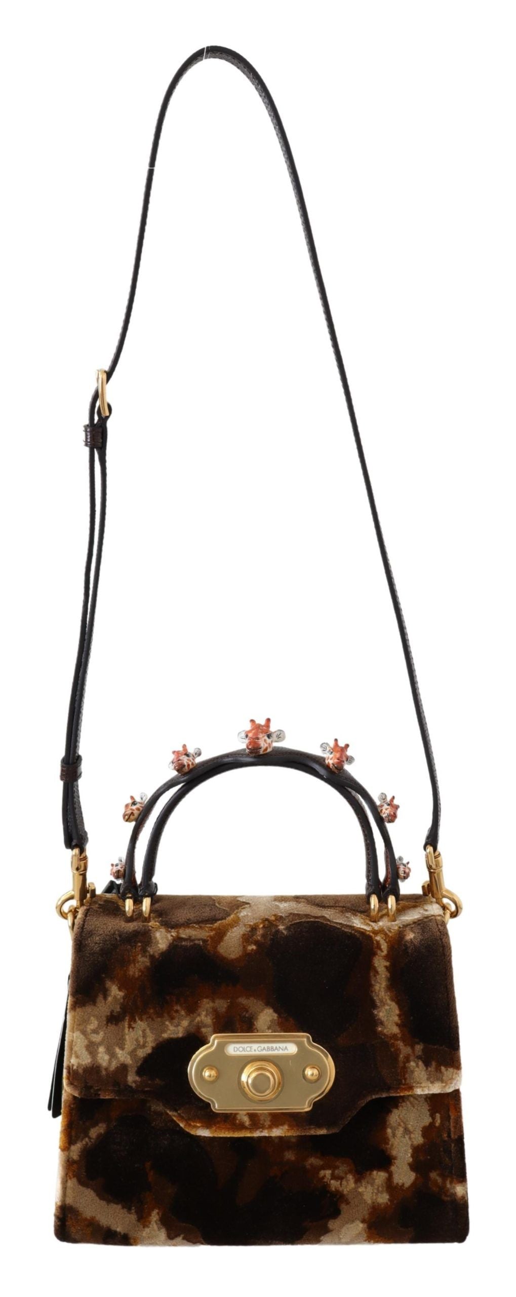 Dolce & Gabbana Brown Giraffe Umhängetasche Borse WELCOME Geldbörse