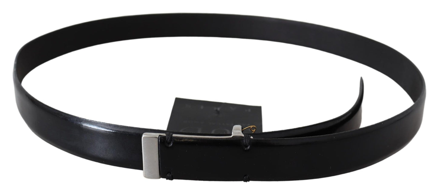 PLEIN SUD Gürtel aus schwarzem Leder mit silberner Chrom-Metallschnalle