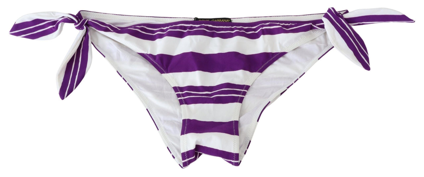 Dolce & Gabbana – Lila-weiß gestreiftes Beachwear-Bikinioberteil